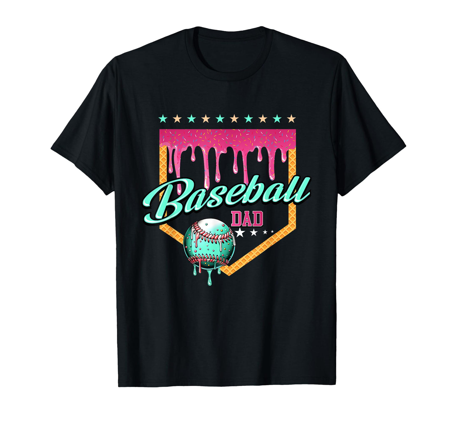 Baseball Dad Drip Home Plate Dripping Ice Cream T-Shirt