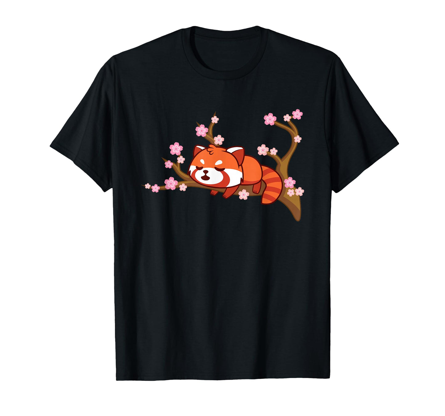 Funny Red Panda Kawaii Japanese Cherry Blossom Flower Gifts T-Shirt Small