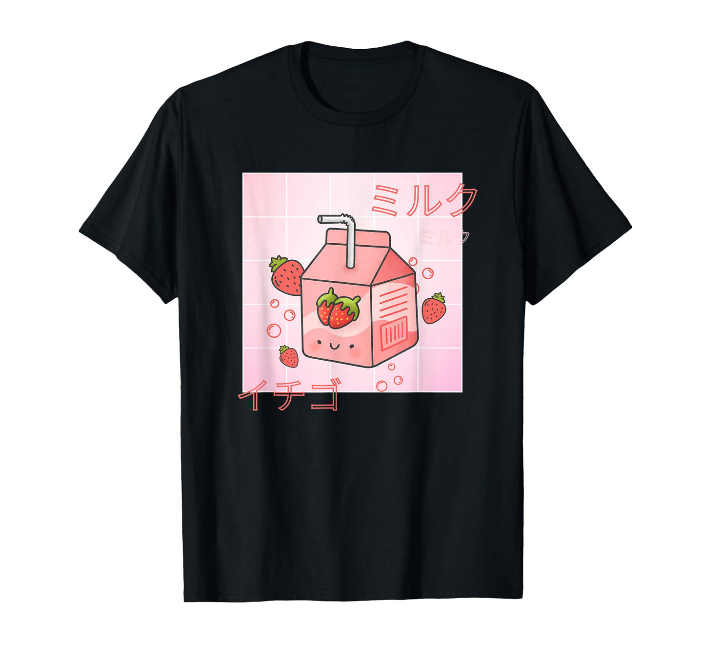 Funny Retro 90s Japanese Kawaii Strawberry Milk Carton T-Shirt