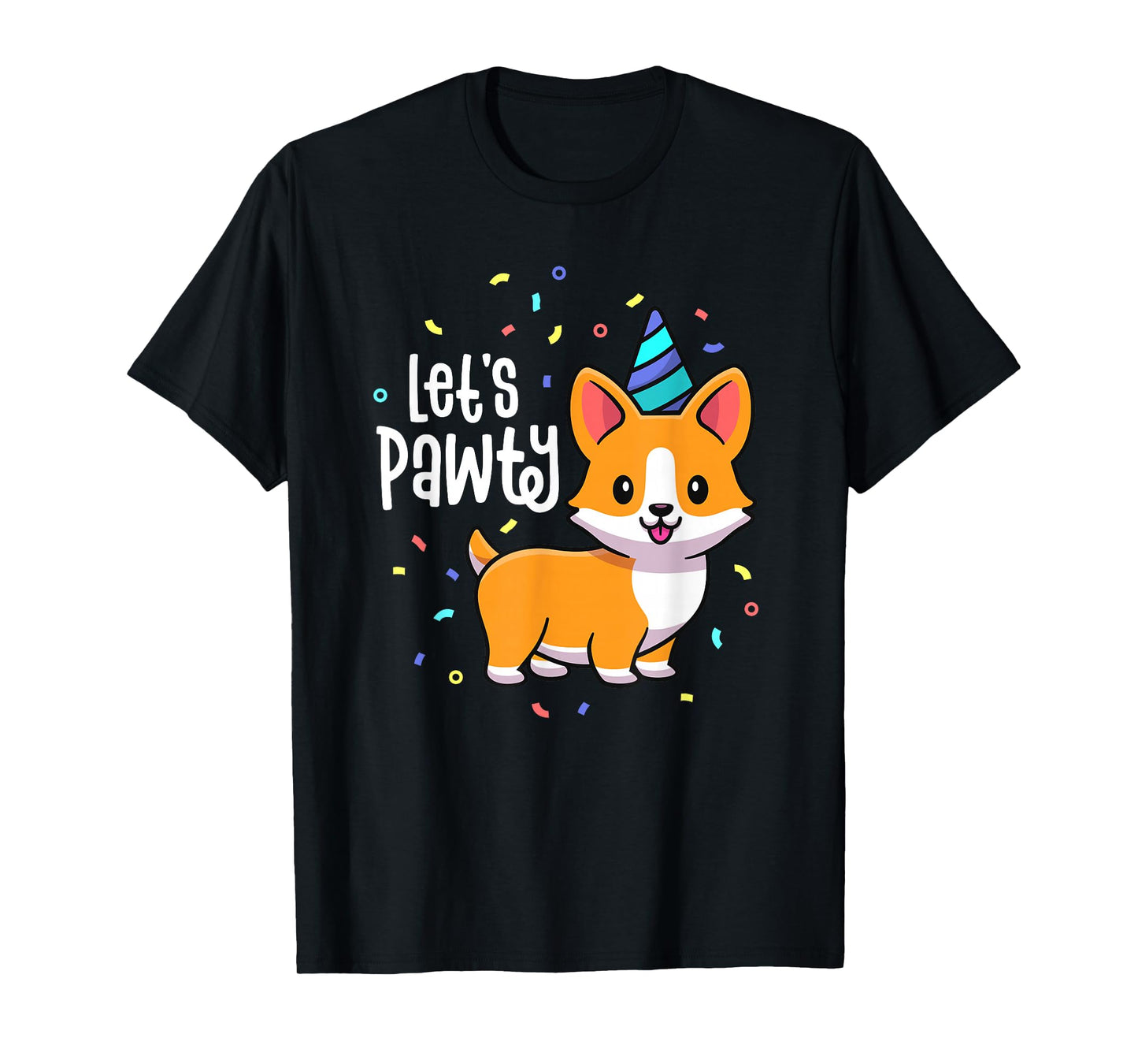 Lets Pawty Birthday Corgi Outfit Kid Dog Themed Party T-Shirt