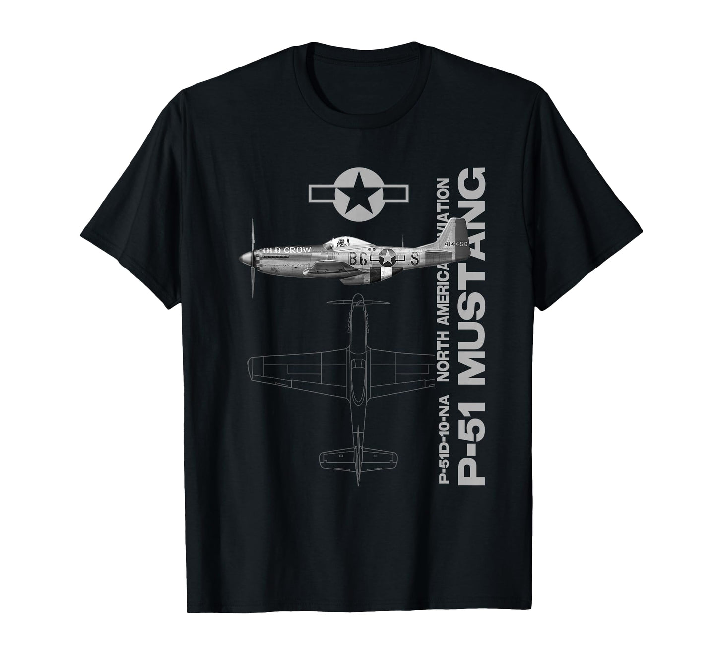 P-51 Mustang WWII Fighter Airplane Profile T-Shirt