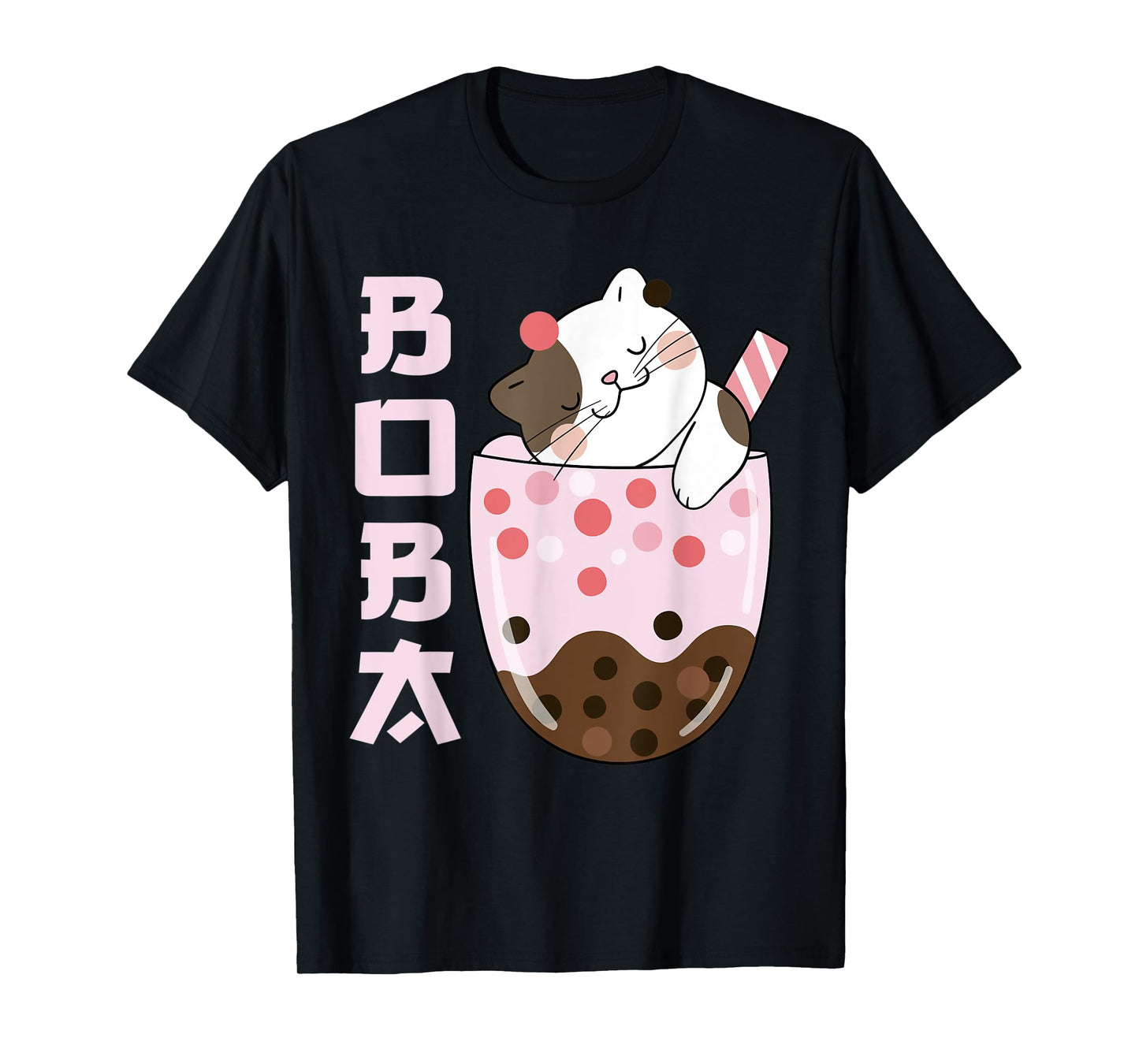 Kawaii Cat Bubble Boba Milk Ice Tea Lover Design Cute Anime Men Women Kids T-Shirt