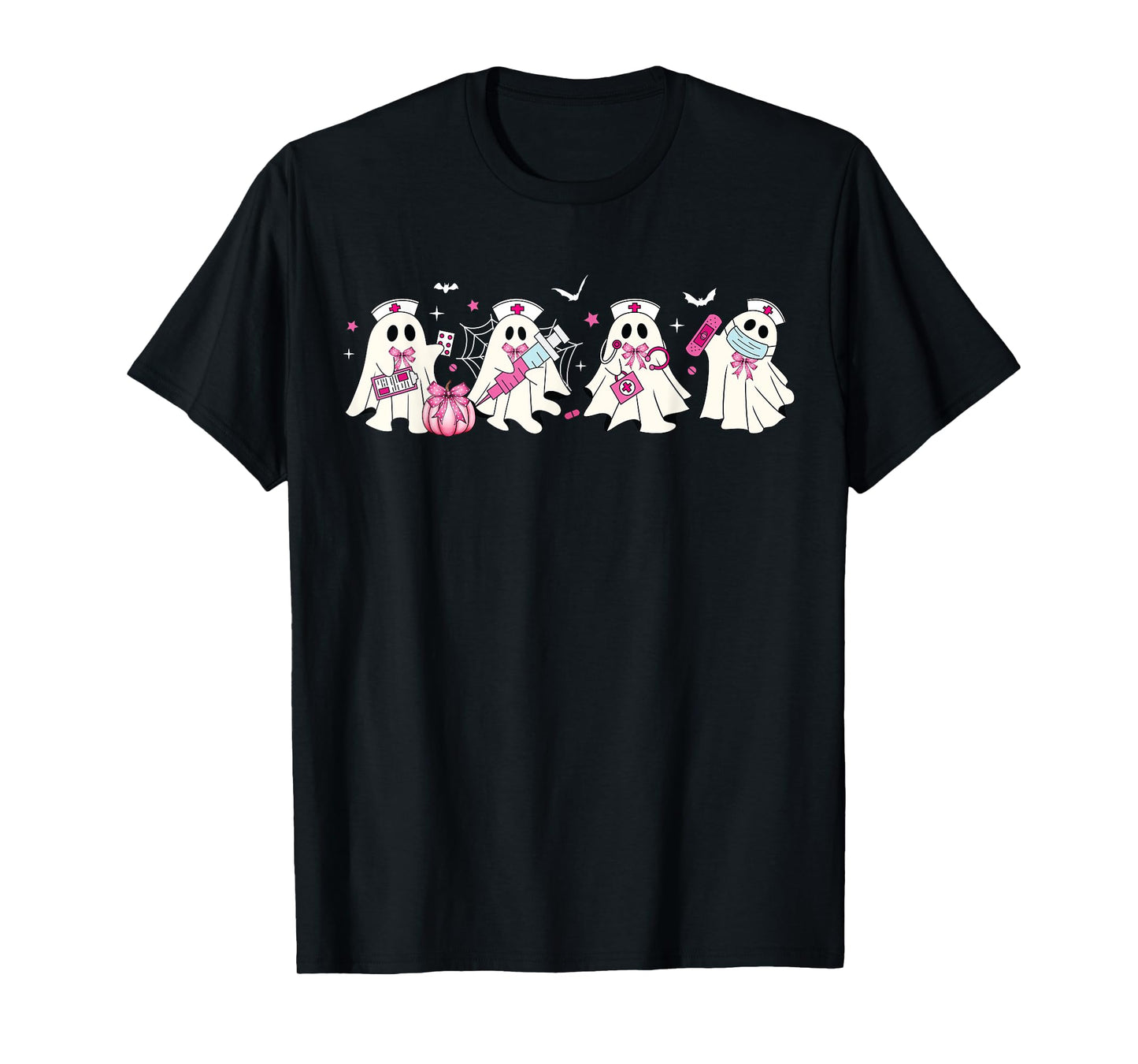 Ghost Nurses Halloween Crew Funny Costume Scrub Top Women T-Shirt