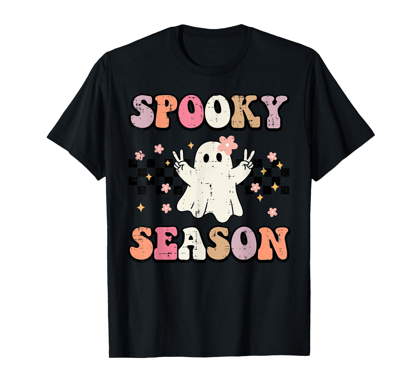 Halloween Spooky Season Ghost Peace Costume Women Girls Kids T-Shirt