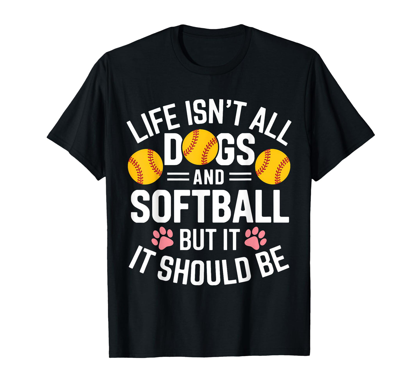 Dogs And Softball Funny Softball T-Shirt