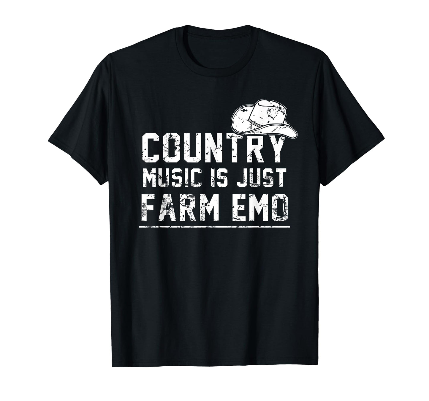 Unique Country Music Is Just Farm Emo Funny Western Hat T-Shirt