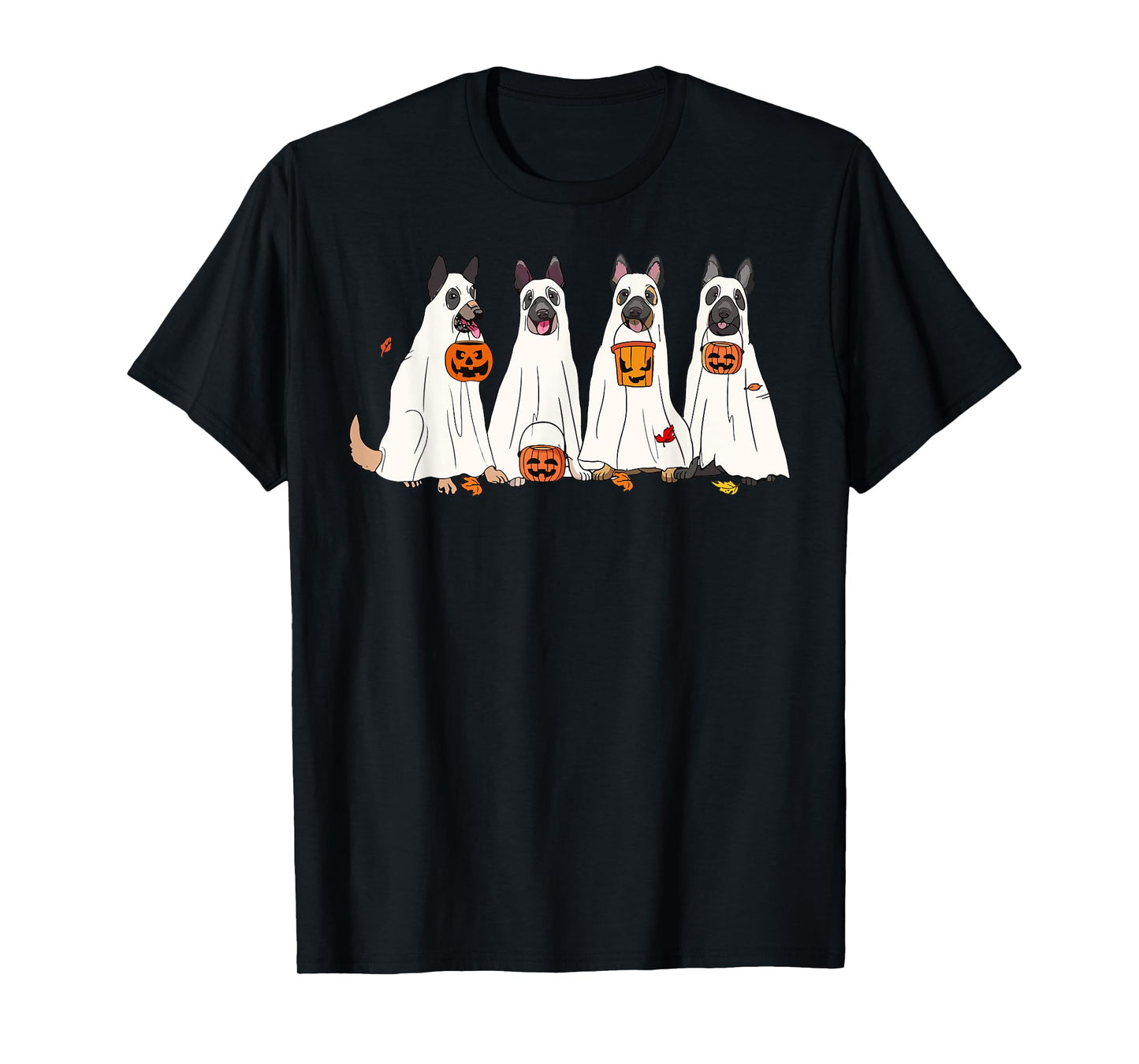Dog Halloween Trick Or Treat Boo Ghost Pumpkin Malinois Dogs Men Women Kids T-Shirt