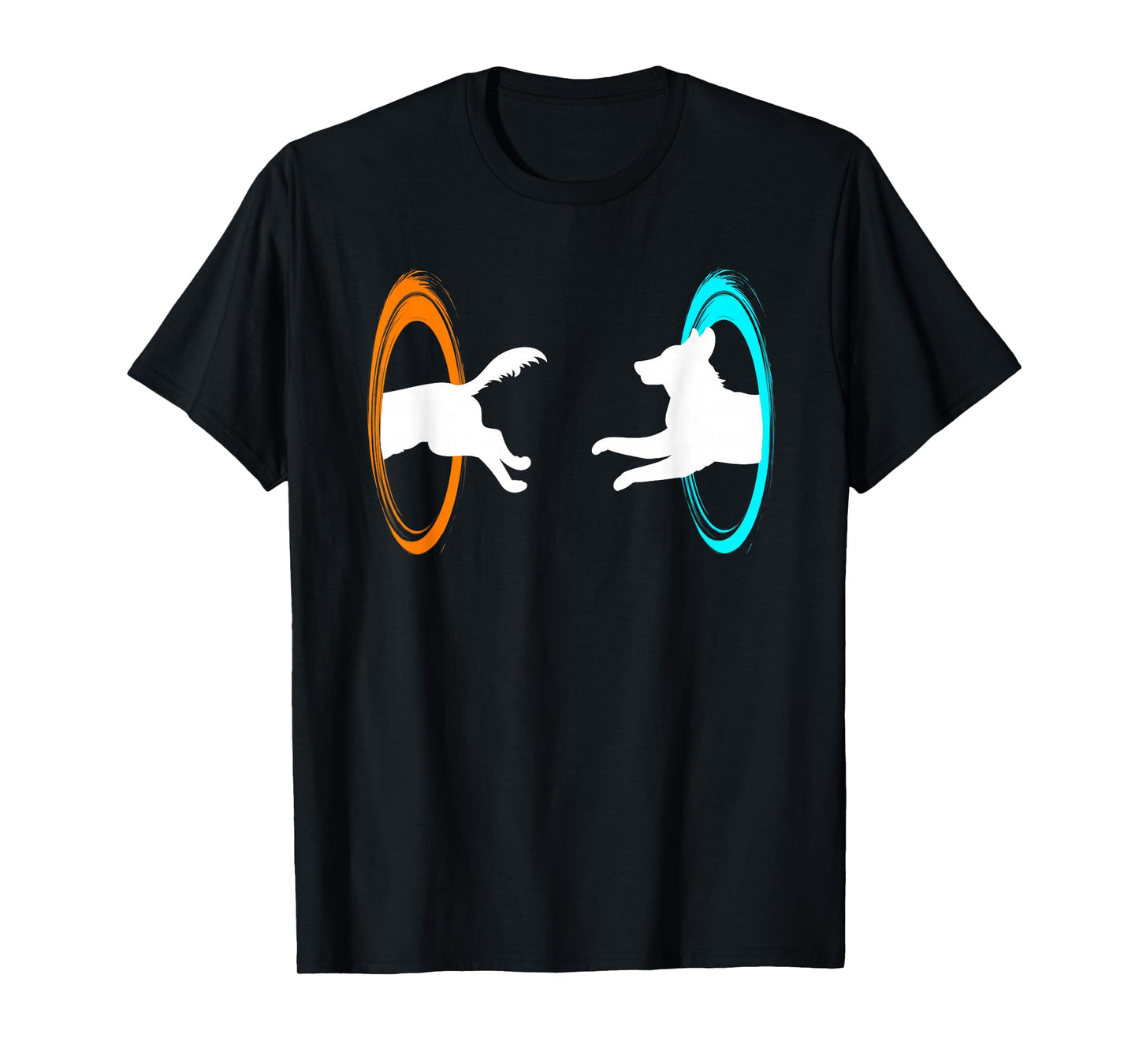 Funny Dimensional Portal Dog Nerd Geek T-Shirt, Small, Black