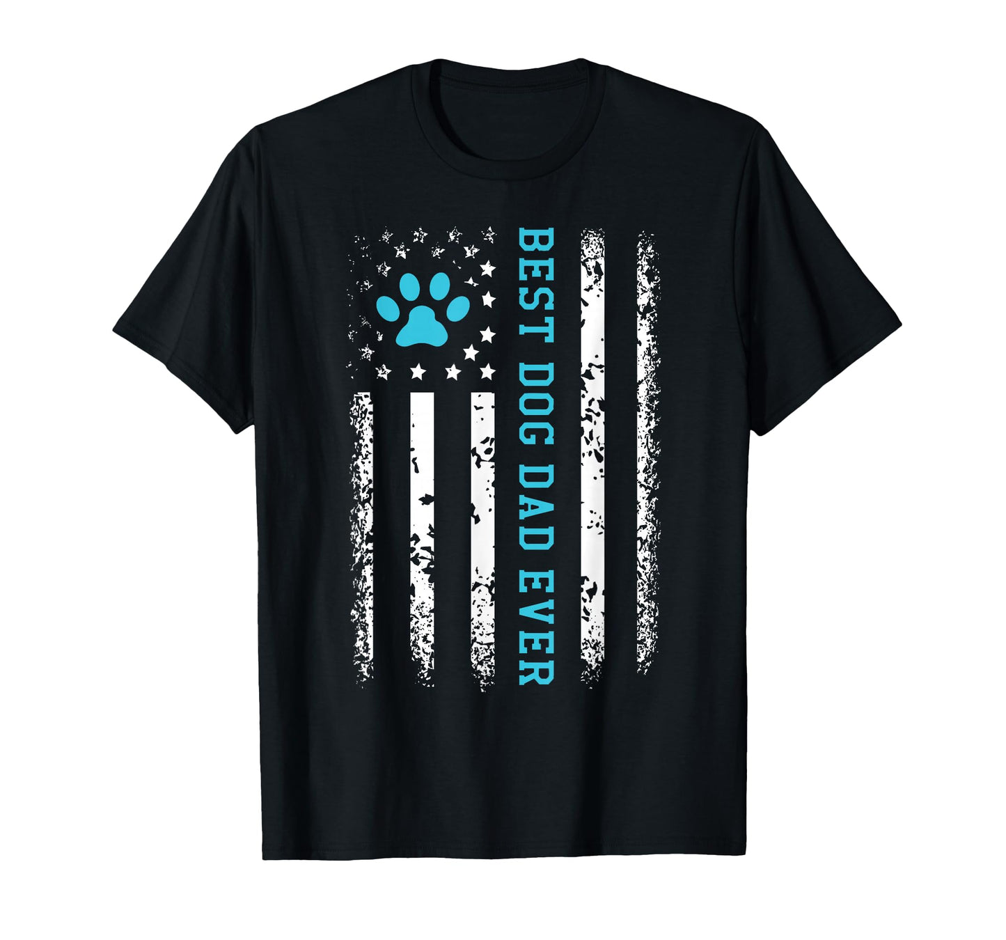 USA Flag Best Dog Dad Ever American Puppy Lover Paw T-Shirt
