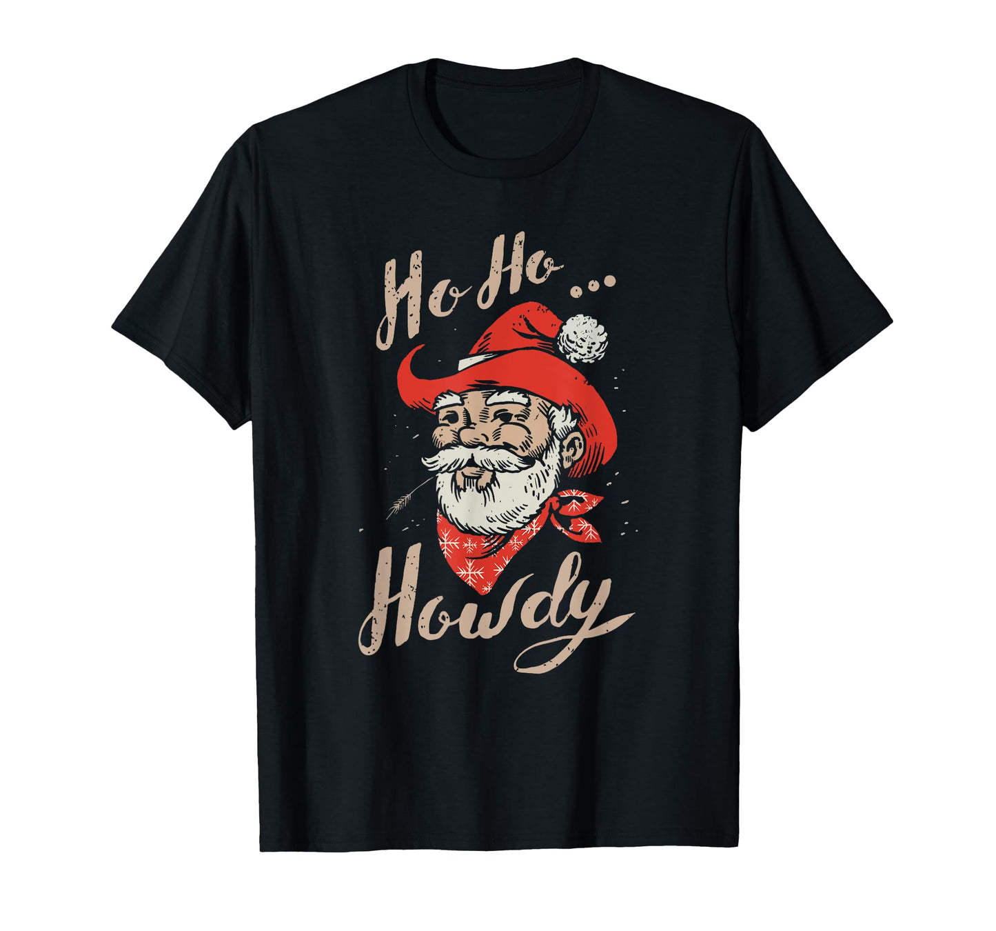 Ho Ho Howdy Ugly Christmas Sweater Style Cowboy Santa T-Shirt