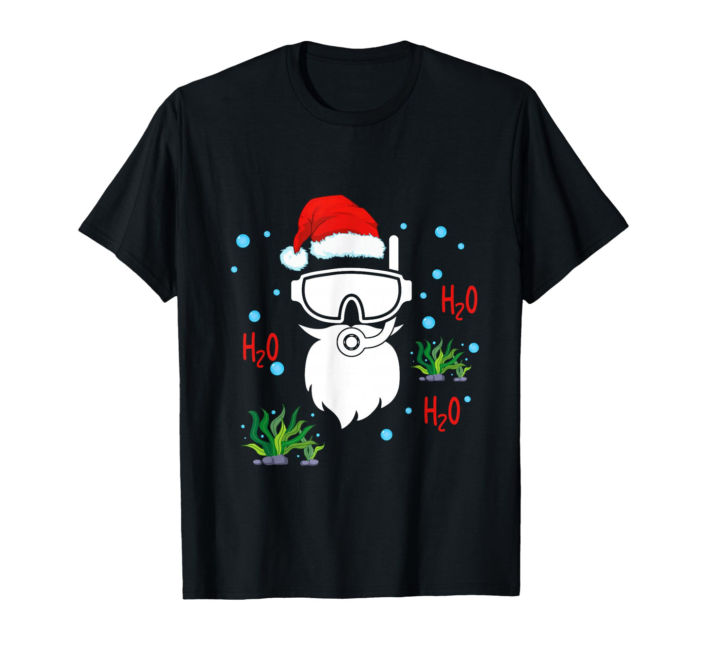 Christmas Diving Santa Face Funny Scuba Diver Dving Lover T-Shirt