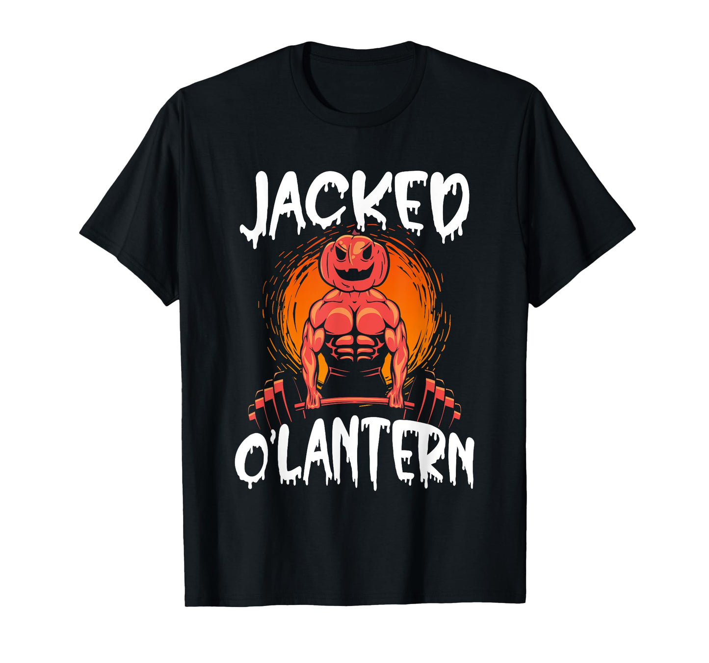 Jacked O Lantern Halloween Weightlifting Muscle Workout T-Shirt