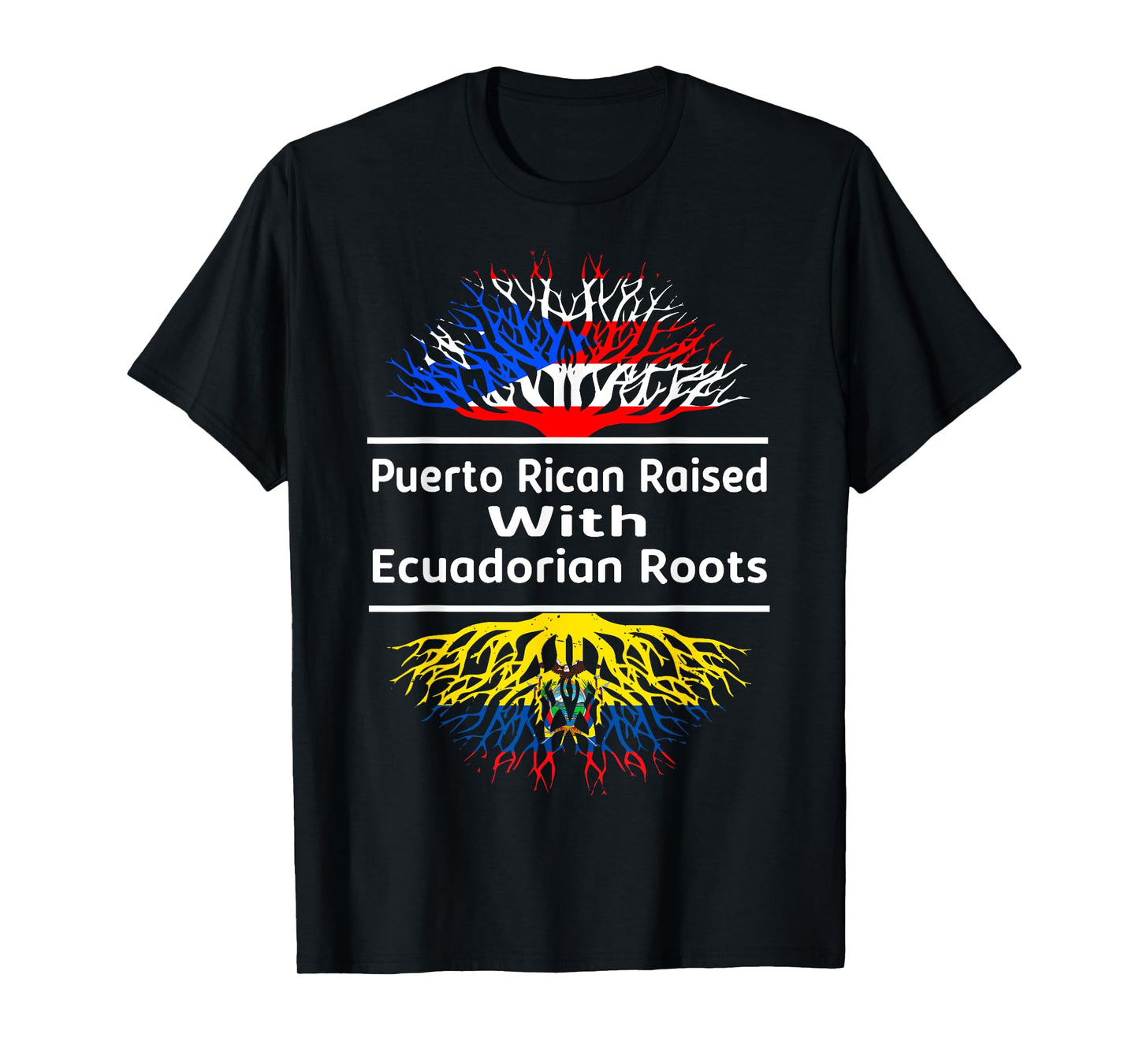 Half Ecuadorian Half Puerto Rican Rico Ecuador Flag Roots T-Shirt