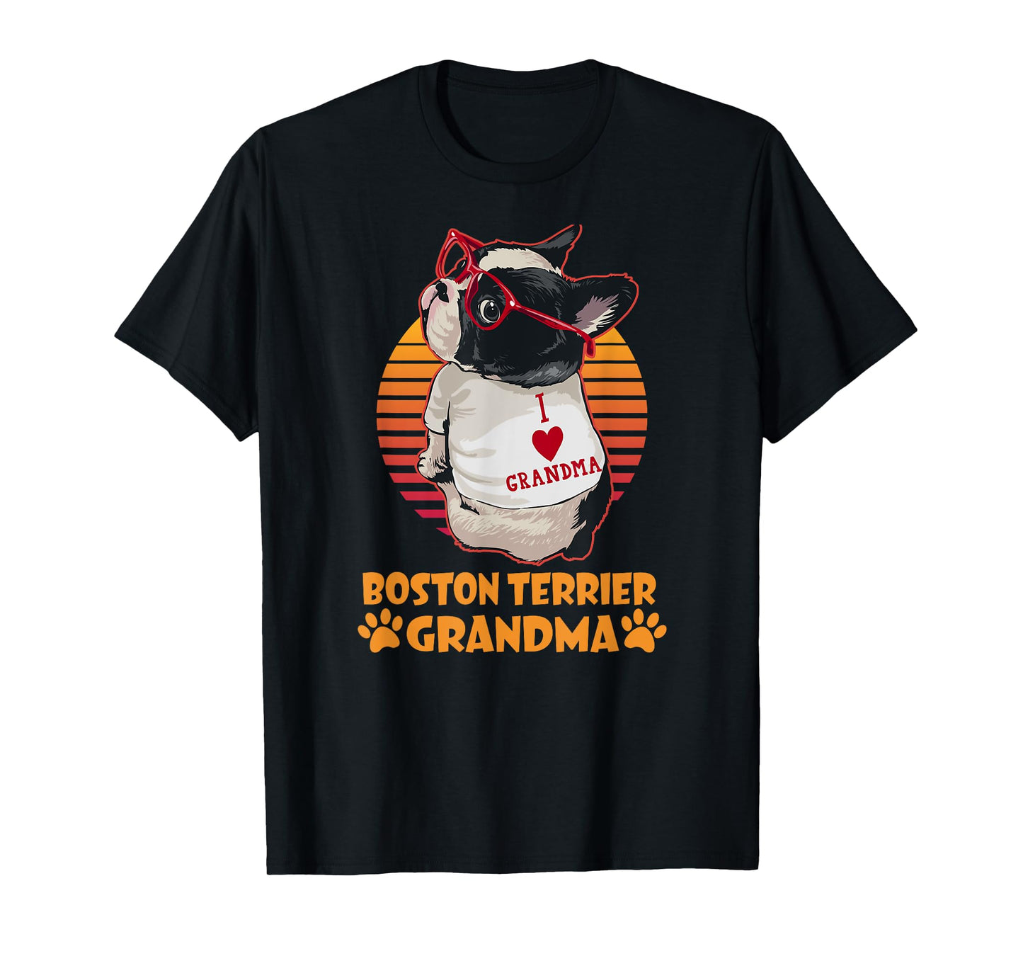Vintage Boston Terrier Grandma Wear Sunglasses Dog Lover Men Women Girls Kids T-Shirt