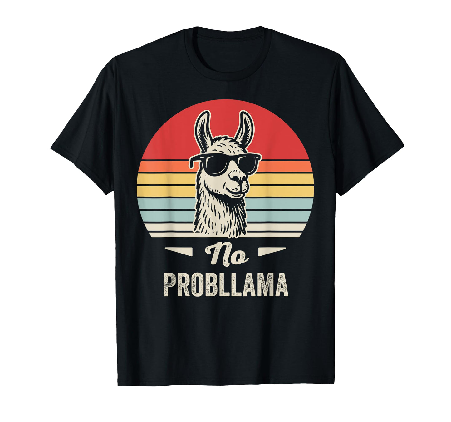 No Probllama Retro Llama Humor Design T-Shirt