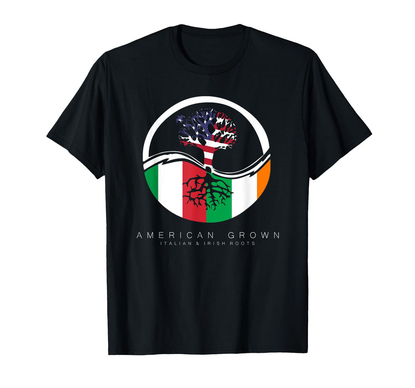 Italian Irish Roots - American Grown with Flag T-Shirt