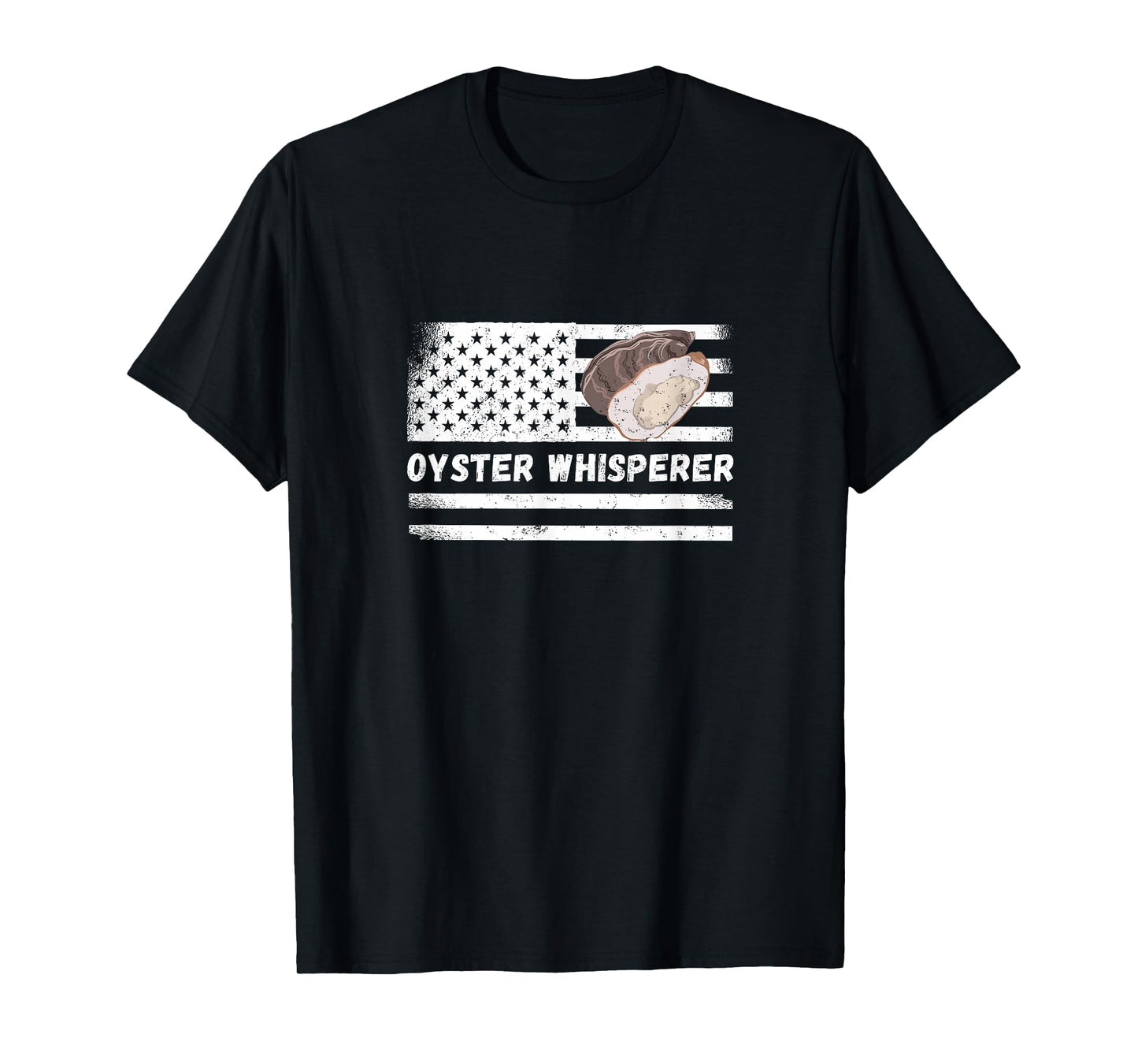 Oyster Whisperer USA America Flag Vintage Oyster Shucking T-Shirt