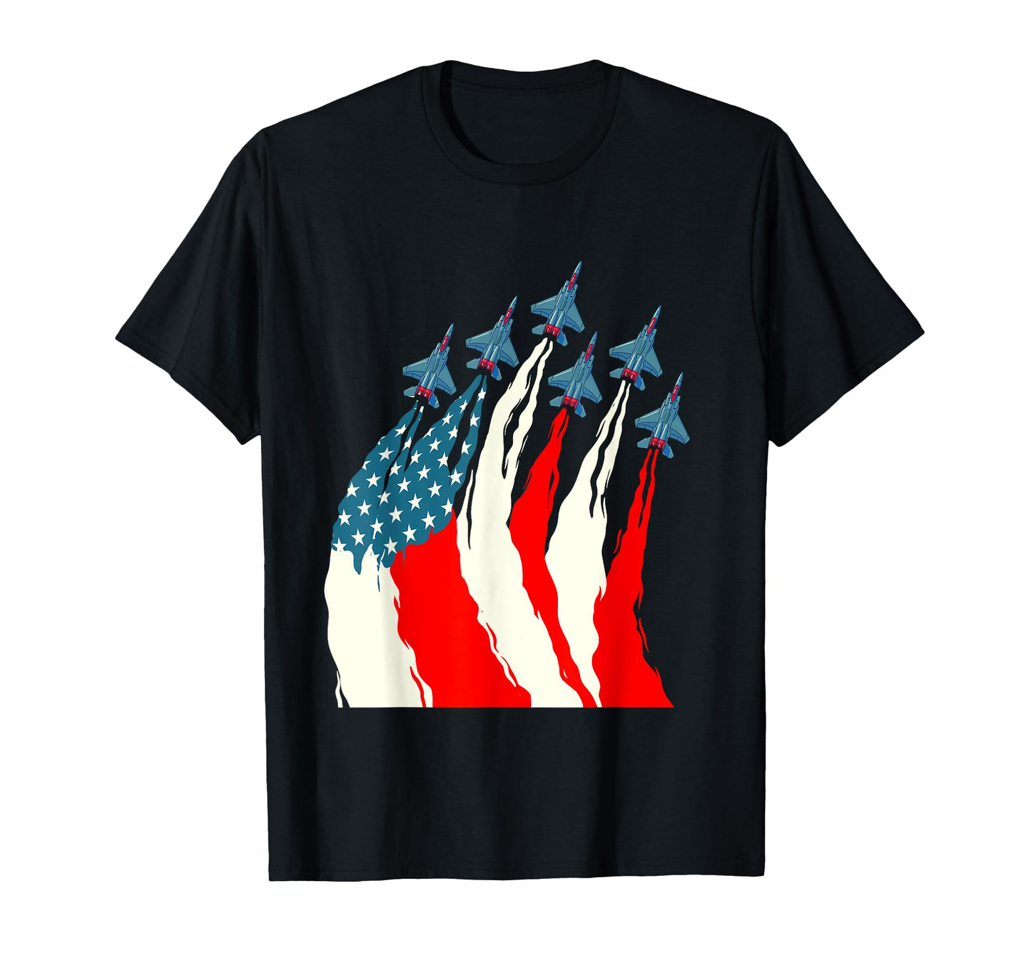 Patriotic USA Flag Fighter Jets - Airline Pilot Aviation T-Shirt