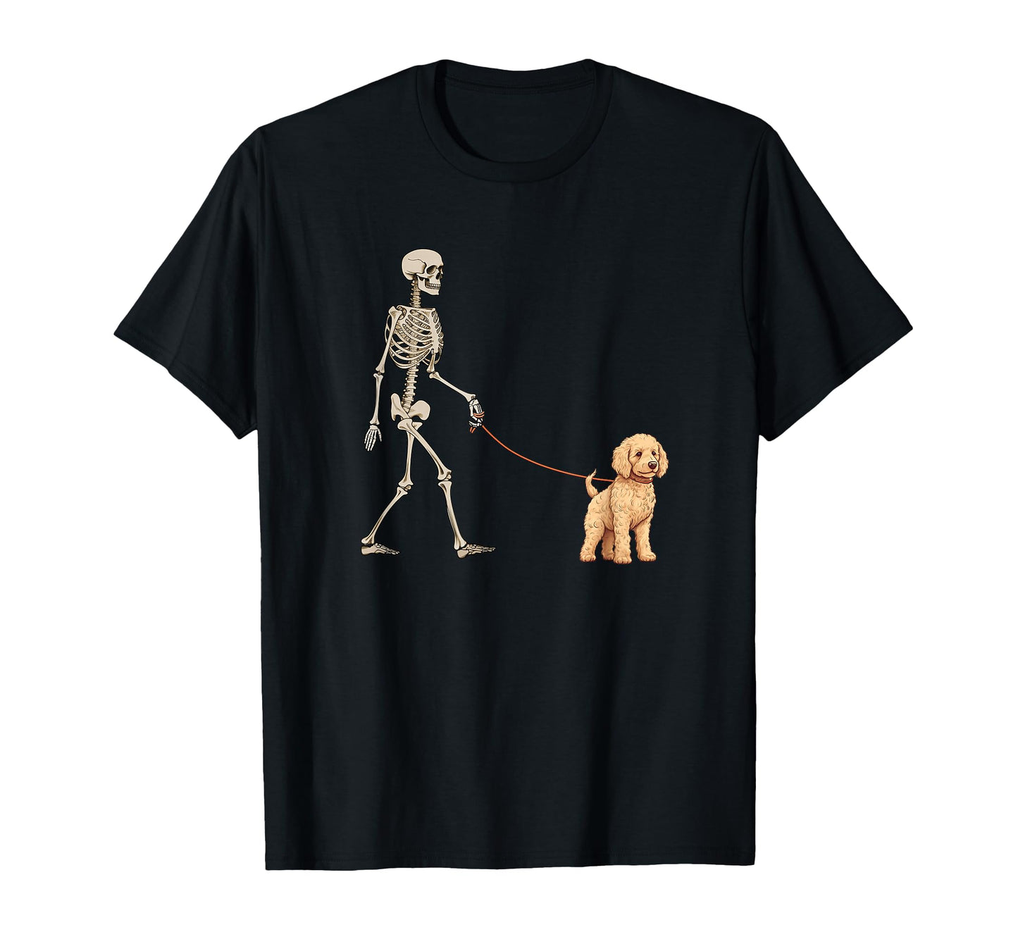 Funny Goldendoodle Skeleton Dog Walking Halloween Dog T-Shirt