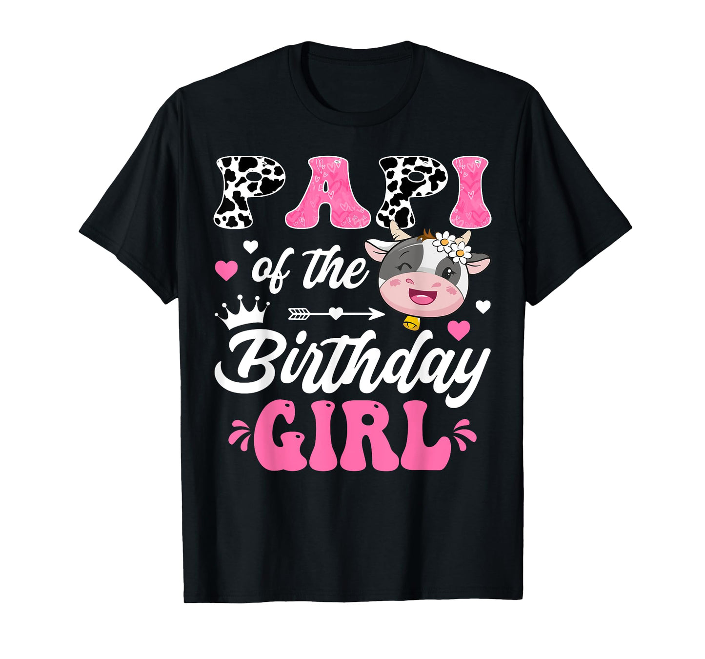 Papi Of The Birthday Girl Cute Cow Farm 1St Birthday T-Shirt