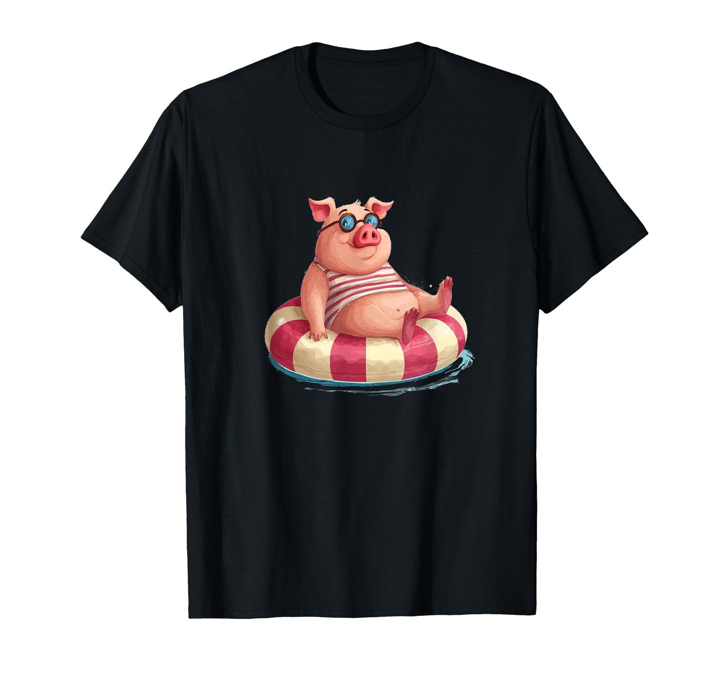 Cool Pool Ring Pig Graphic for Adults and Kids T-Shirt