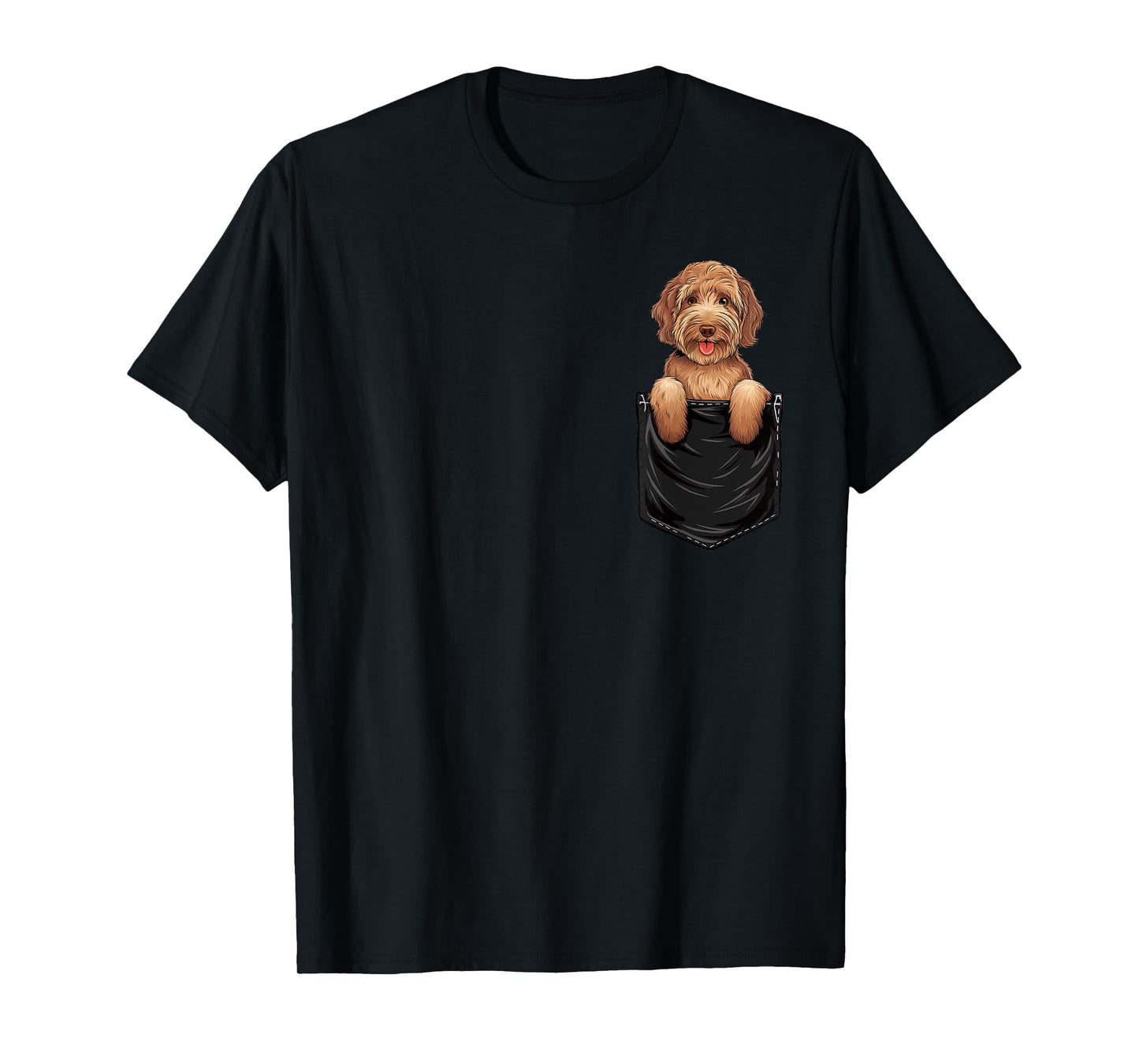 Funny Labradoodle In Pocket Dog Mom Dad T-Shirt