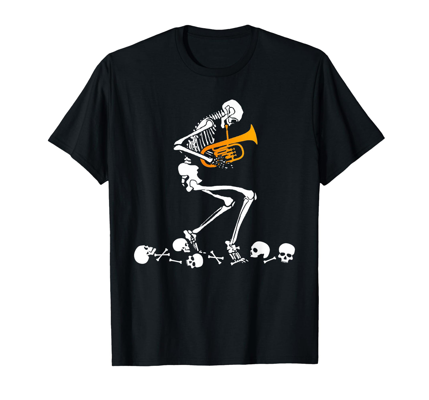Skeleton Playing Tuba Instruments Musician Halloween T-Shirt