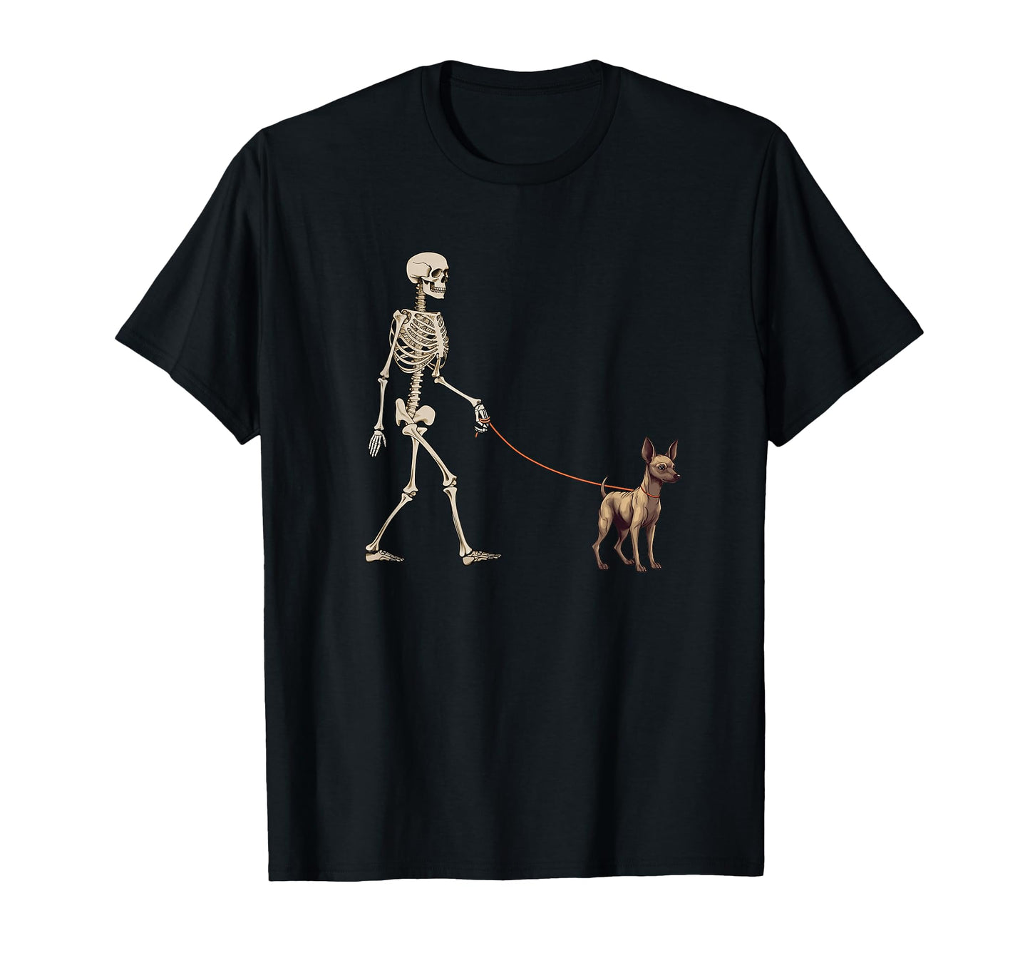 Funny Xoloitzcuintli Xolo Skeleton Dog Walking Halloween Dog T-Shirt