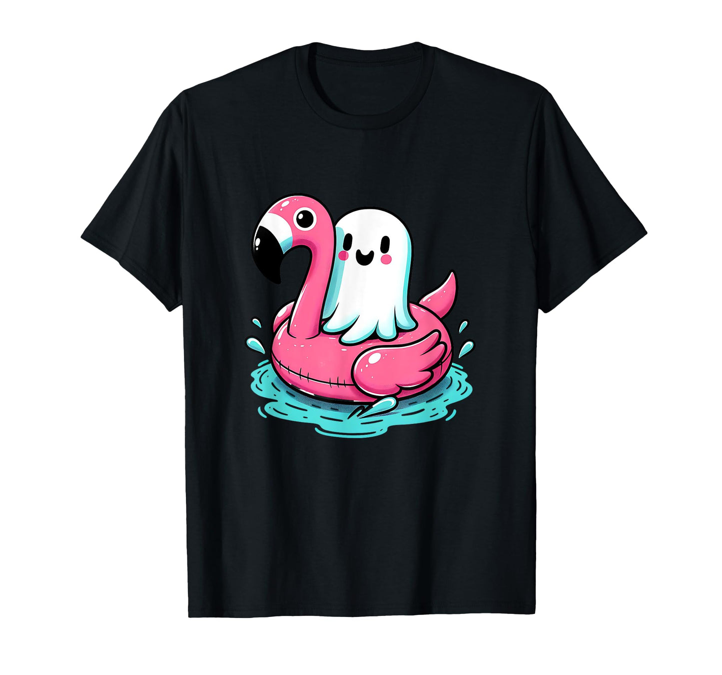 spooky flamingo ghost Pool Funny Spooky Summer Summerween T-Shirt for Men Women Kids