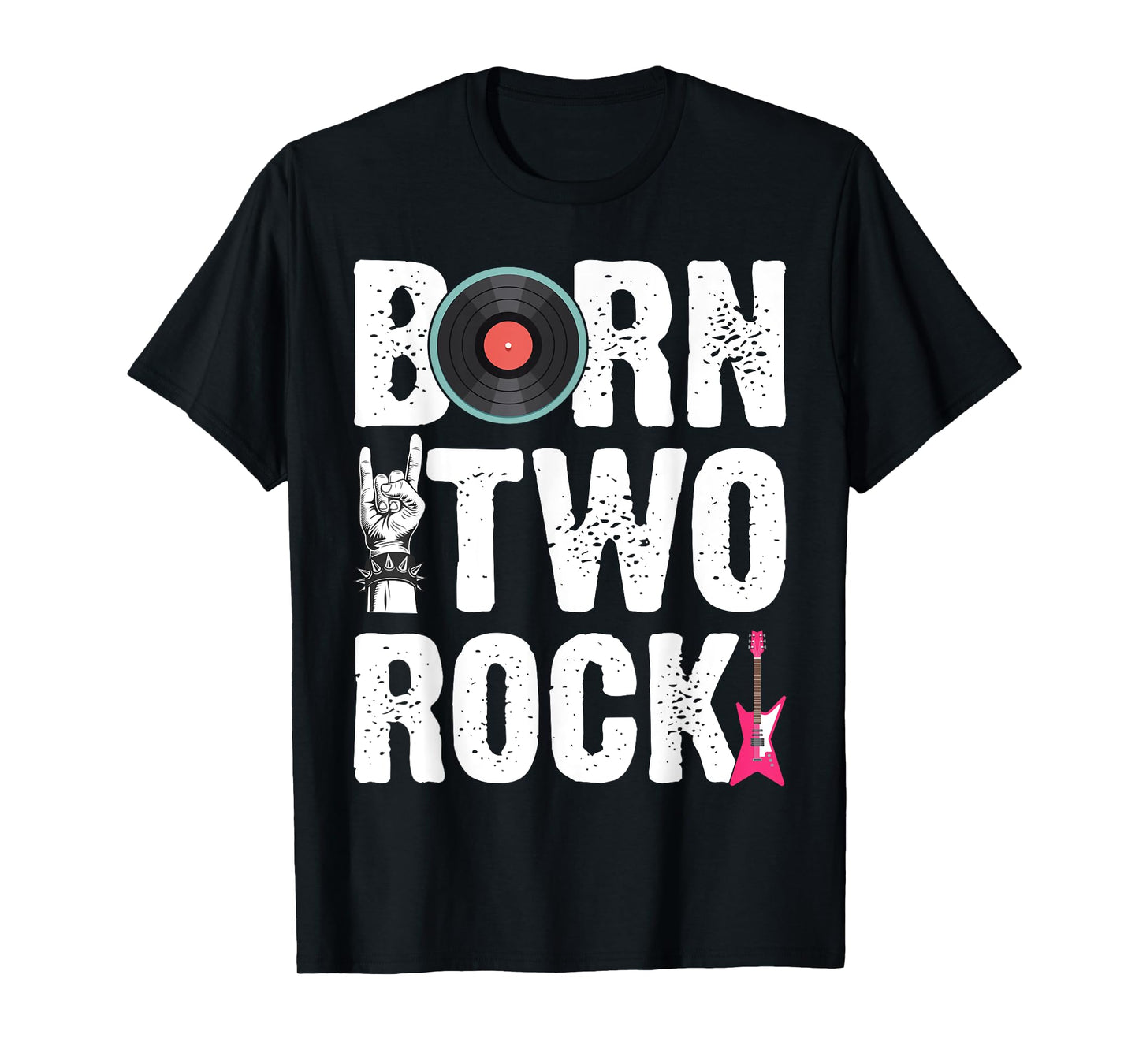 Kids 2nd Birthday Guitar Born Two 2 Rock Rocker Bday Boys T-Shirt