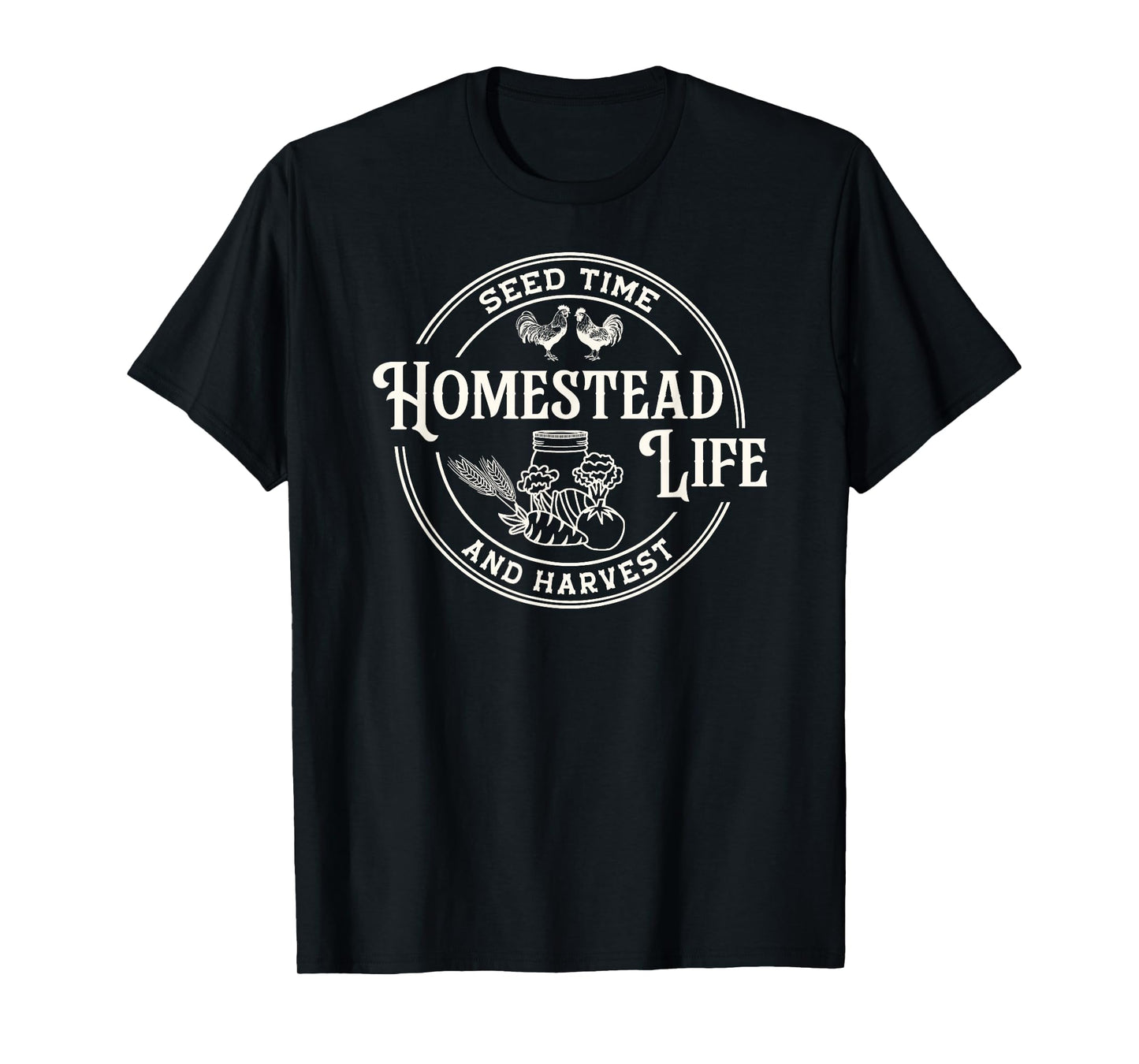 Countryside Roots Homestead Life Seed Time And Harvest T-Shirt, Small, Black