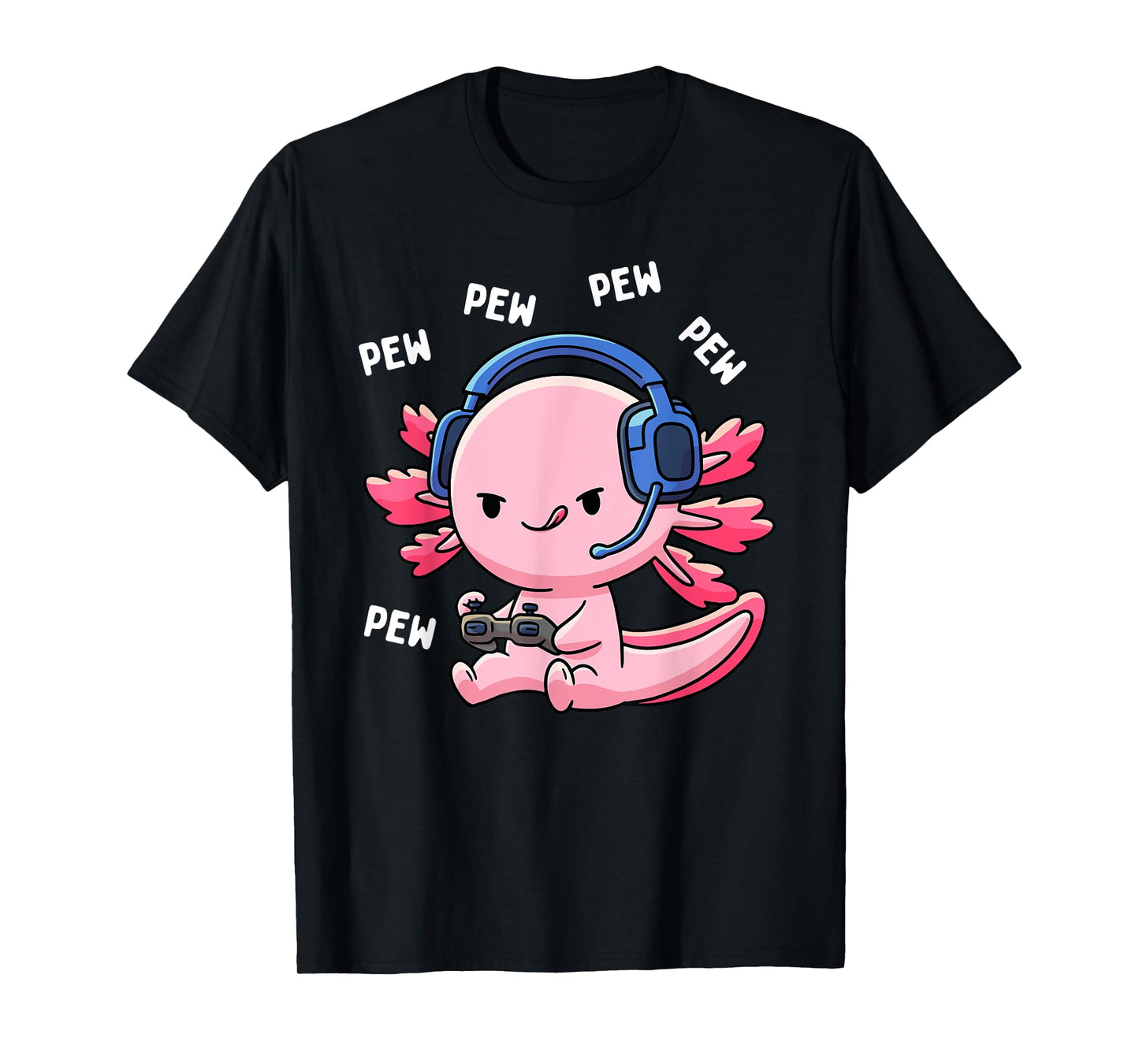 Axolotl Gaming Kids Boys Girls Anime Video Game Pew Gamer T-Shirt Small