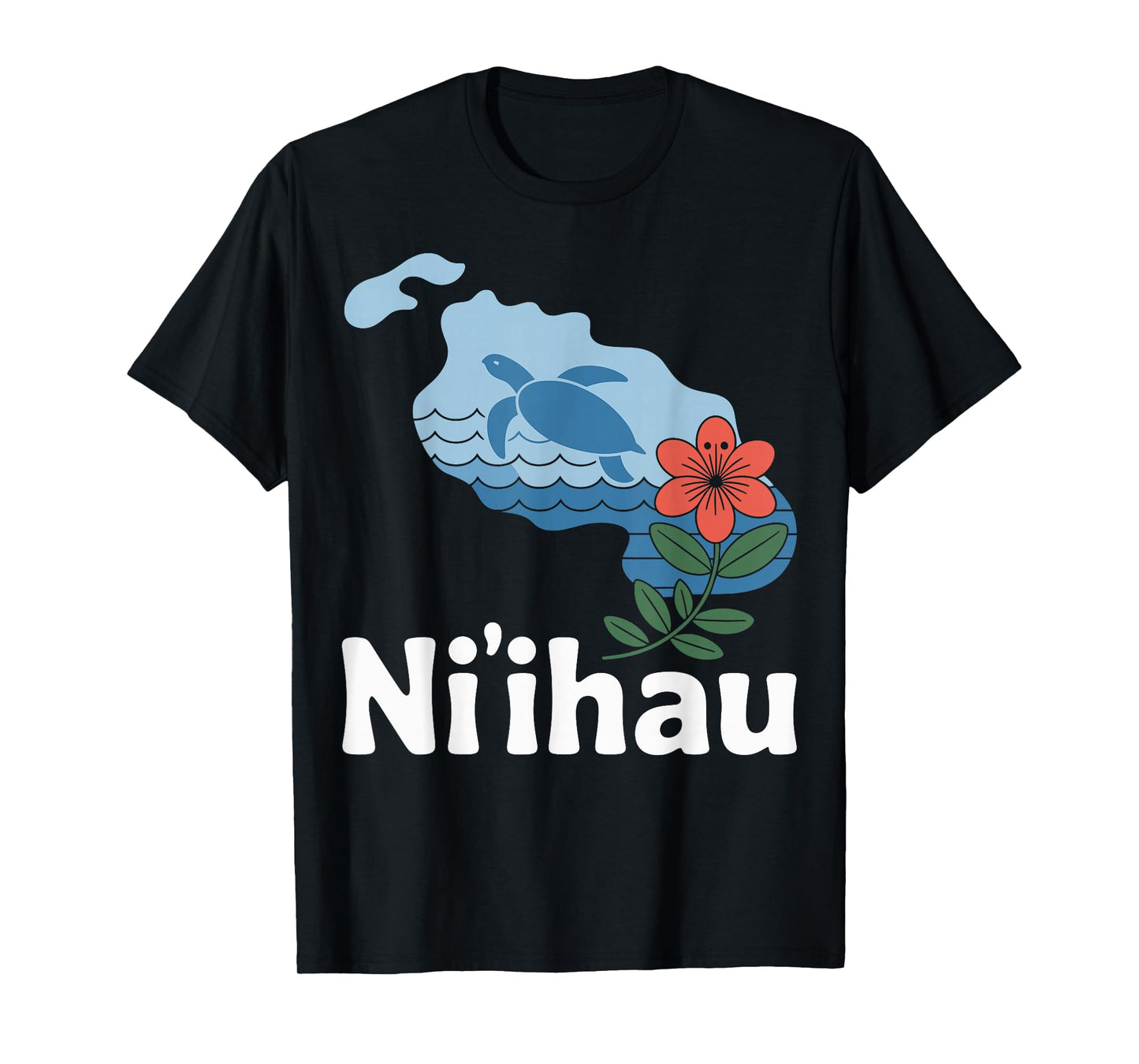 Niihau Hawaii Sea Turtle Island Flower Souvenir T-Shirt