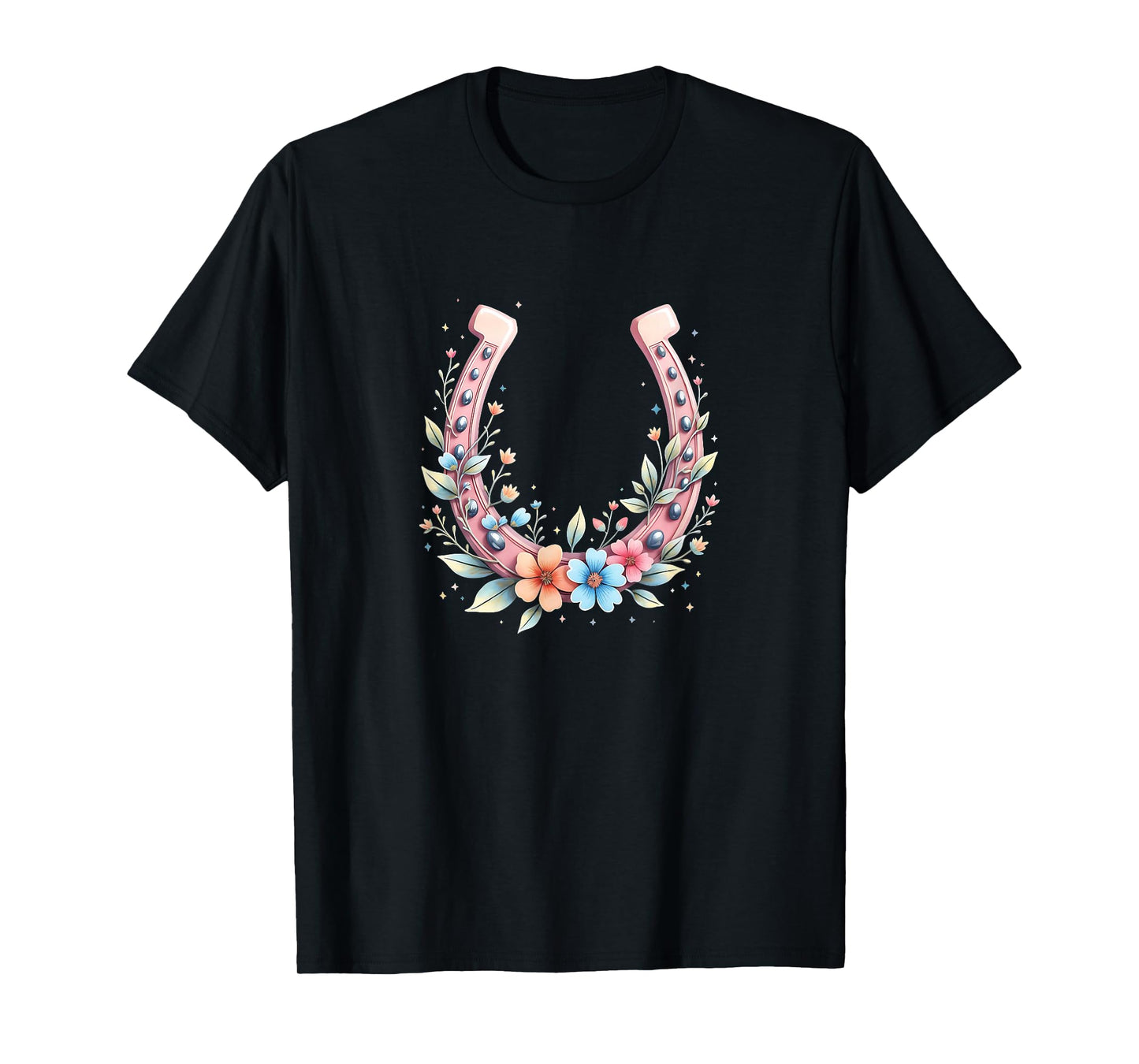 Horseshoe with Flowers, Horse Girl T-Shirt