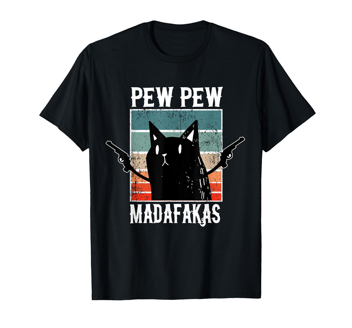 Cat Pew Pew Madafakas - Cats Lovers Retro Vintage T-Shirt