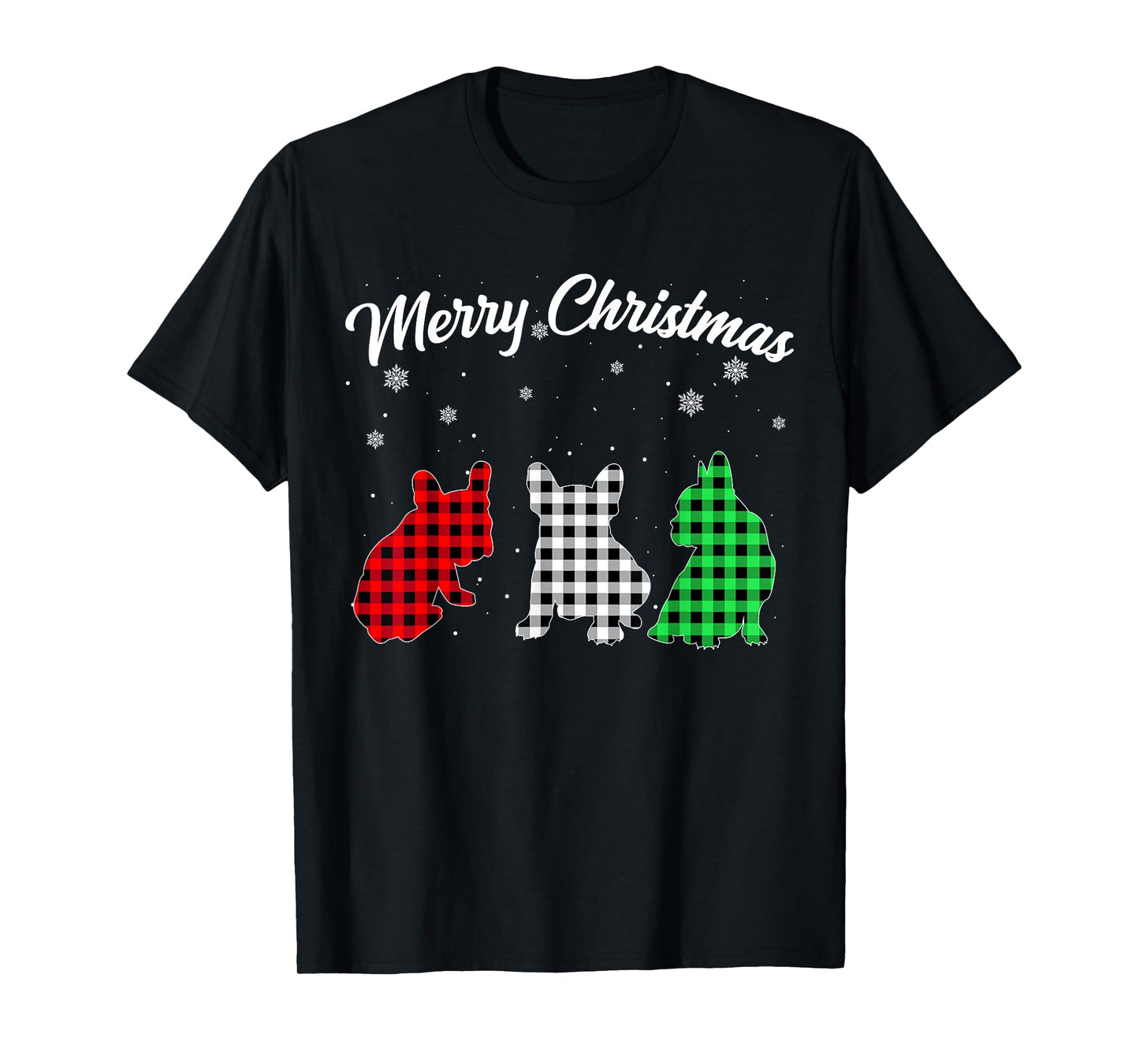 French Bulldog Dog Christmas Plaid Pajama Frenchie Gifts T-Shirt for Men Women Kids