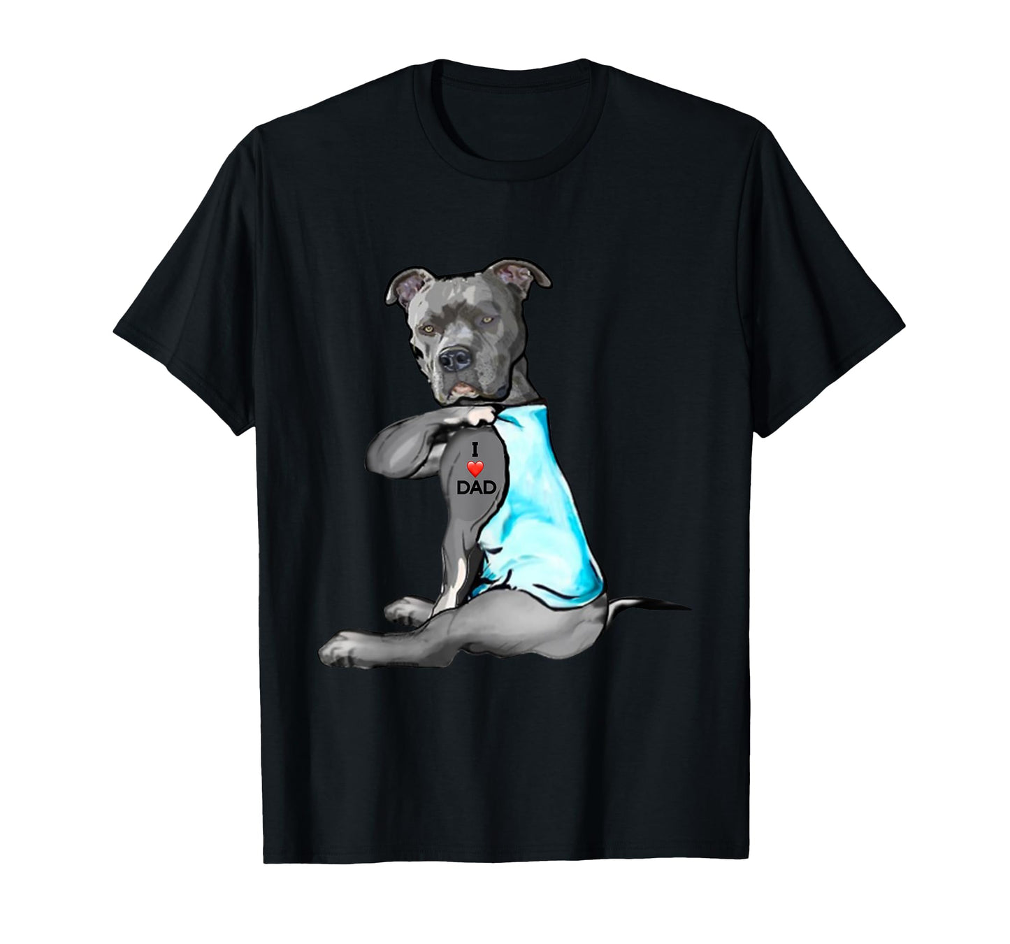 Funny Women Gifts Dog Pitbull I Love Dad Tattoo Gift T-Shirt