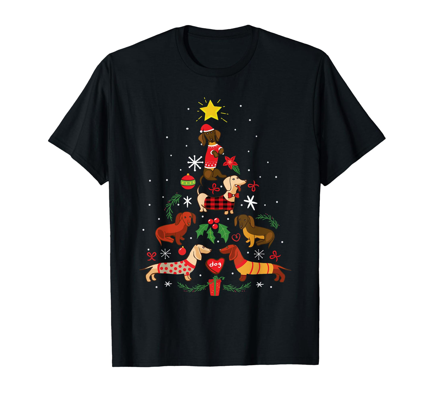Funny Dachshund Christmas Tree Shirt Ornament Decor Gift T-Shirt