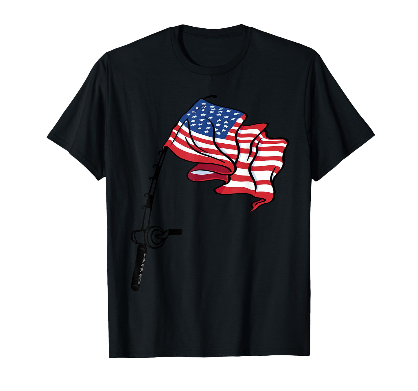 Patriotic Fishing USA Flag Fisherman 4th of July T-Shirt