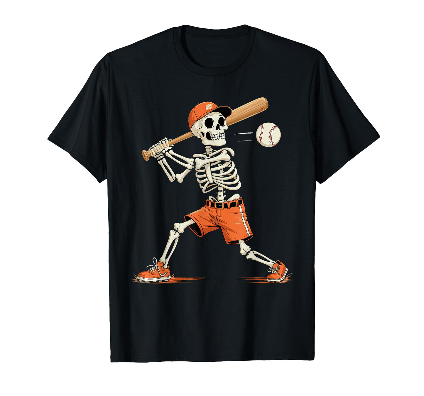 Skeleton Batting Baseball Halloween Funny Spooky Skeleton T-Shirt