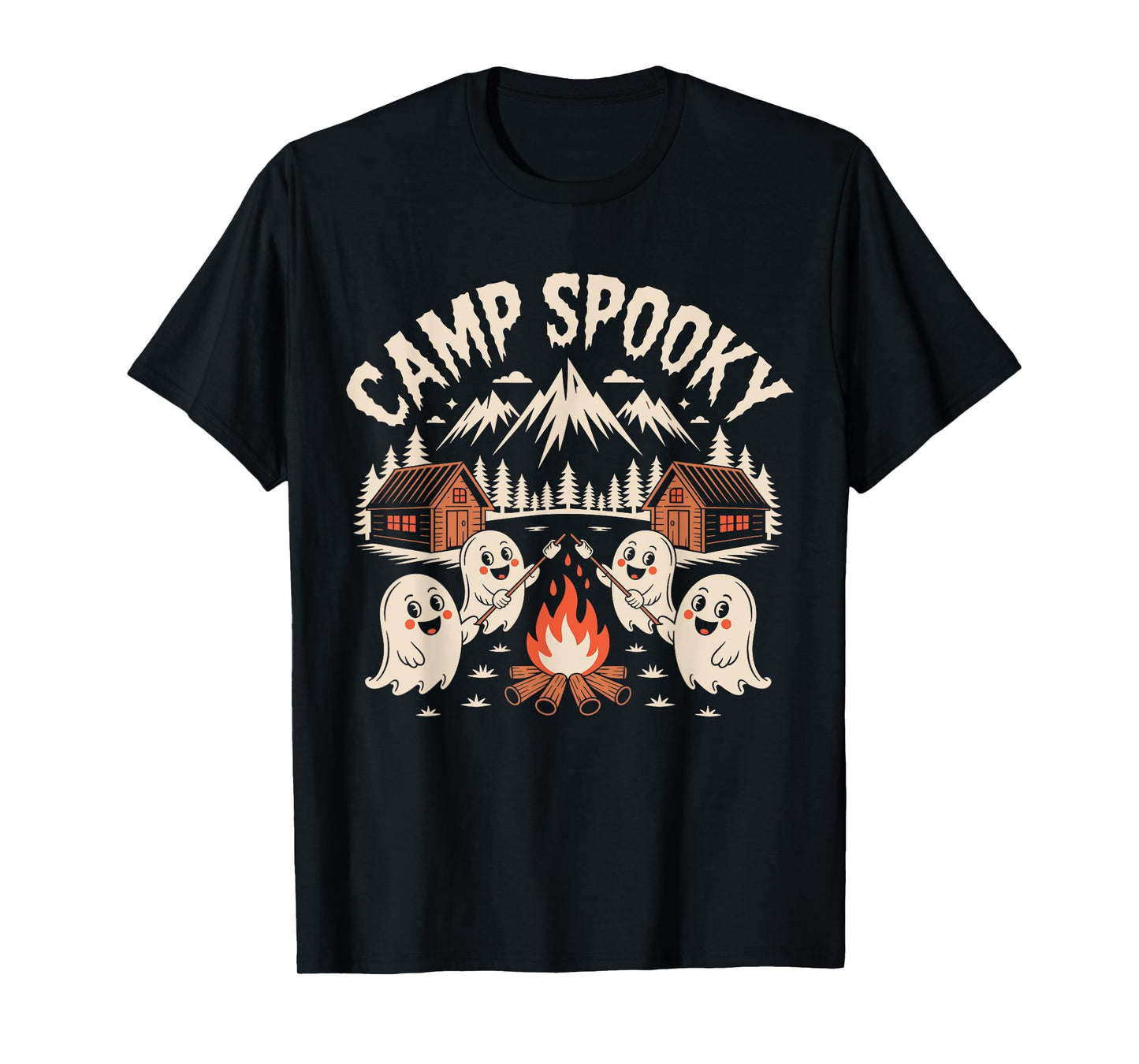 Camp Spooky Halloween Camping Hiking Men Women Kids T-Shirt