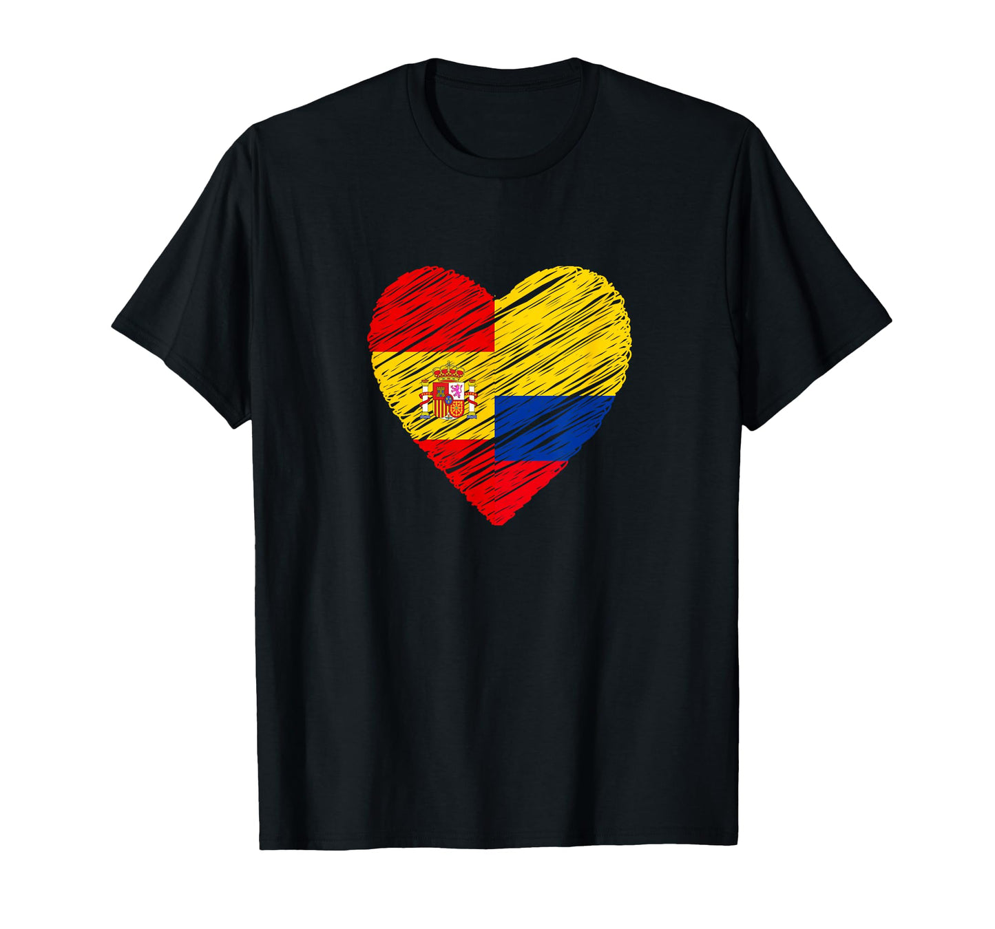 Colombia Spain Heart Spanish Flag Colombian Flag Love Heart T-Shirt