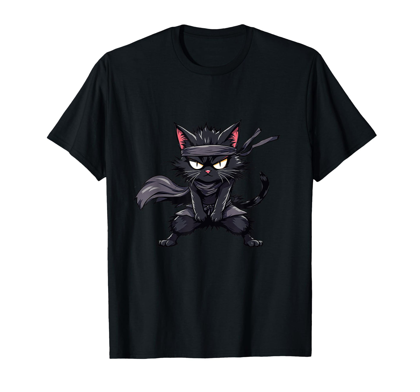 Ninja Cat Japanese Samurai Cat Cool Anime Kawaii Catzilla T-Shirt for Men Women Kids