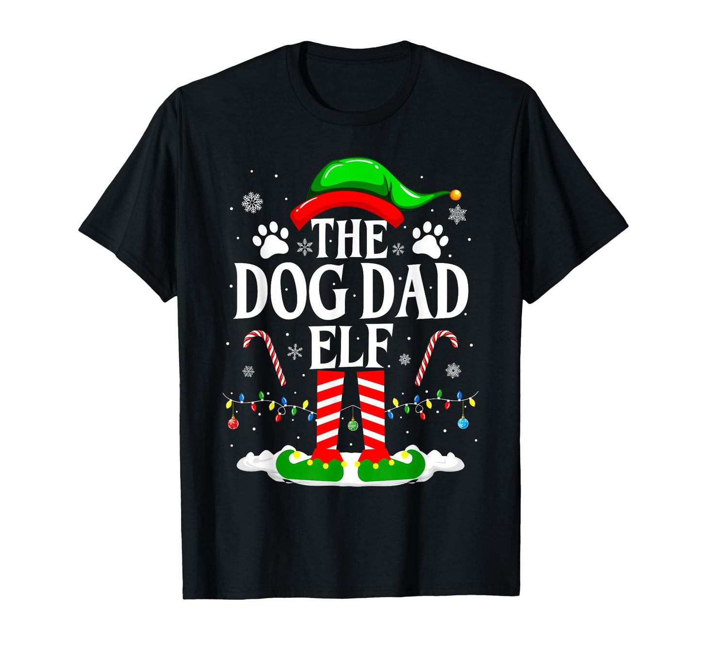 The Dog Dad Elf Xmas Funny Dogs lover Christmas Dog Dad T-Shirt