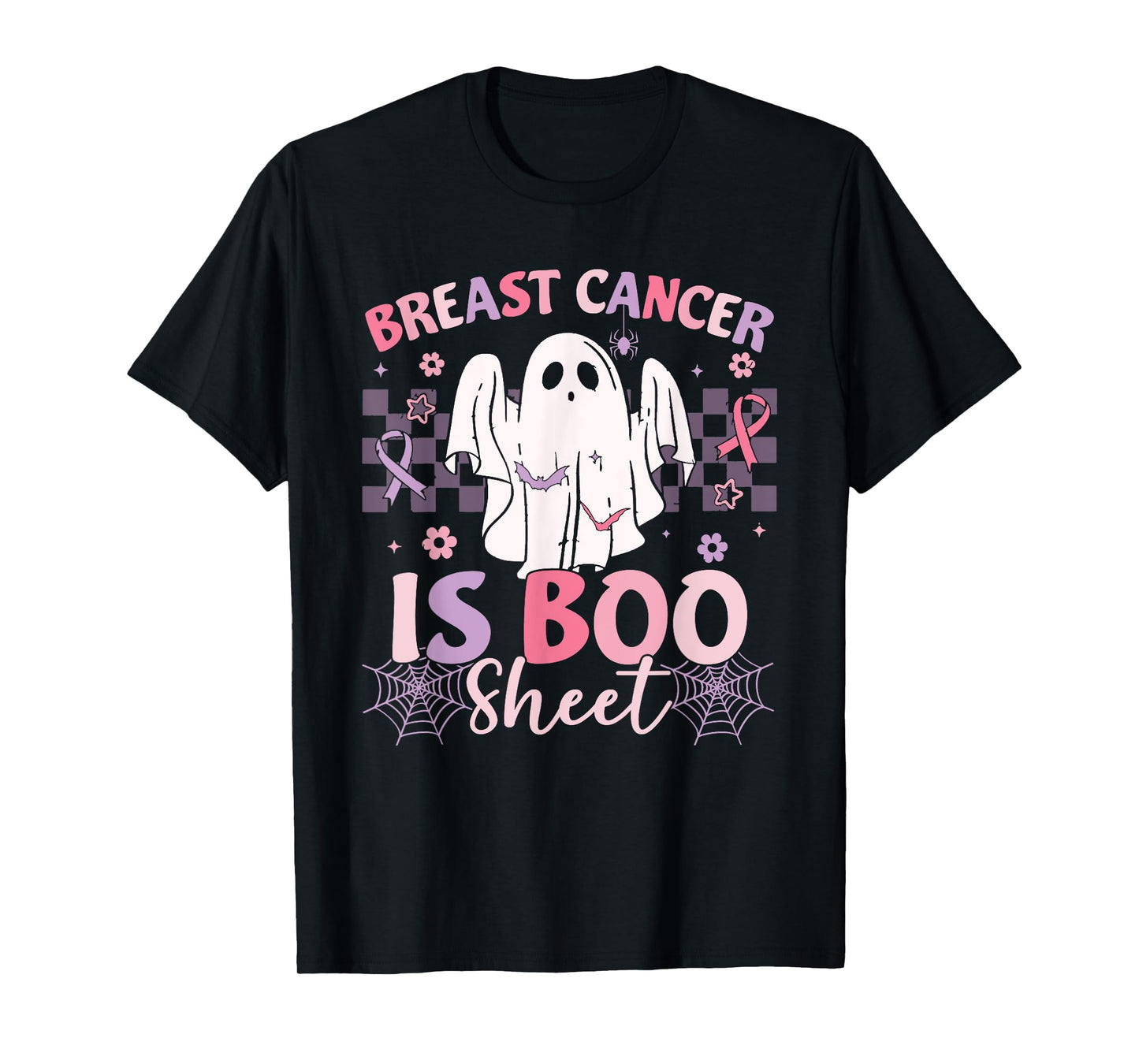 Groovy Breast Cancer Is Boo Sheet Halloween Breast Cancer T-Shirt