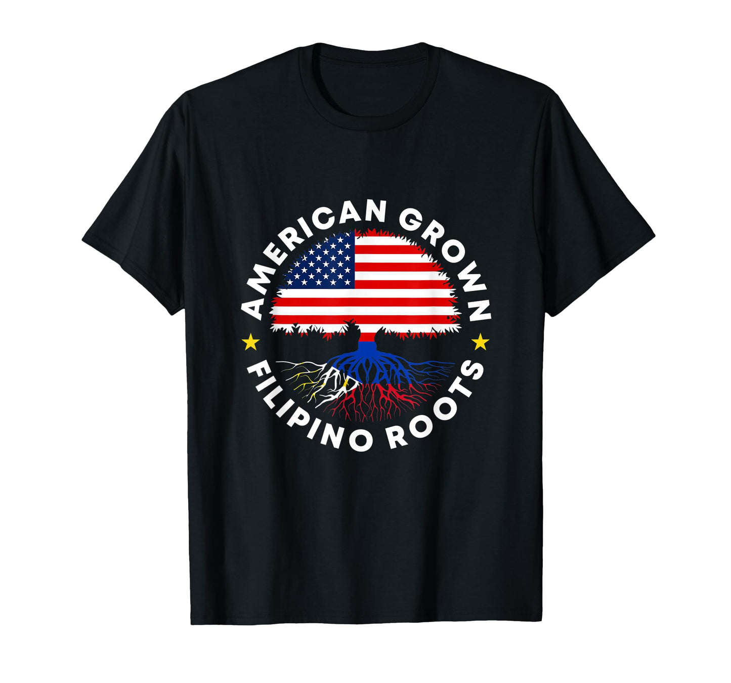 American Grown Filipino Roots Philippine US Flag Tree Pinoy T-Shirt