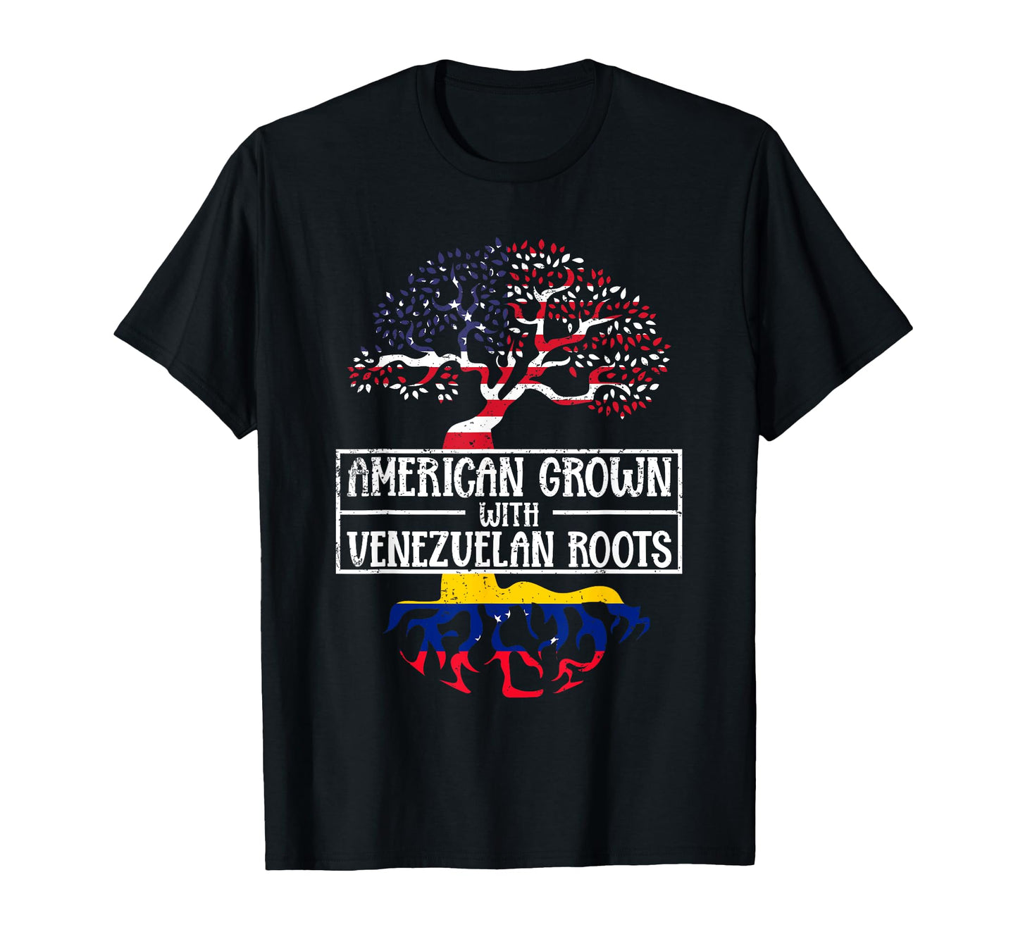 American Grown With Venezuelan Roots USA Flag Venezuela Women Kids Men T-Shirt
