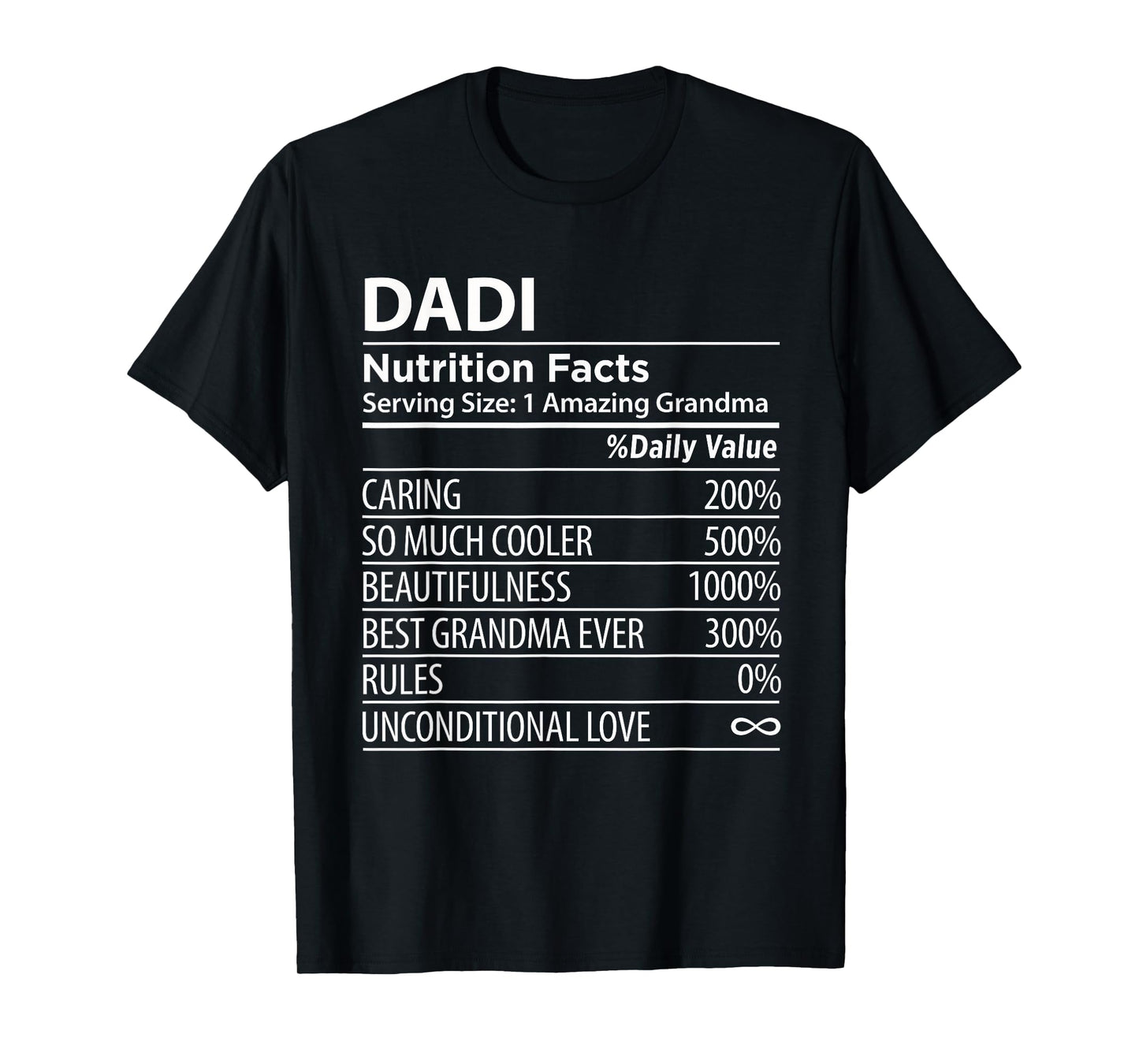 Dadi Nutrition Facts | Funny Indian Grandma T-Shirt