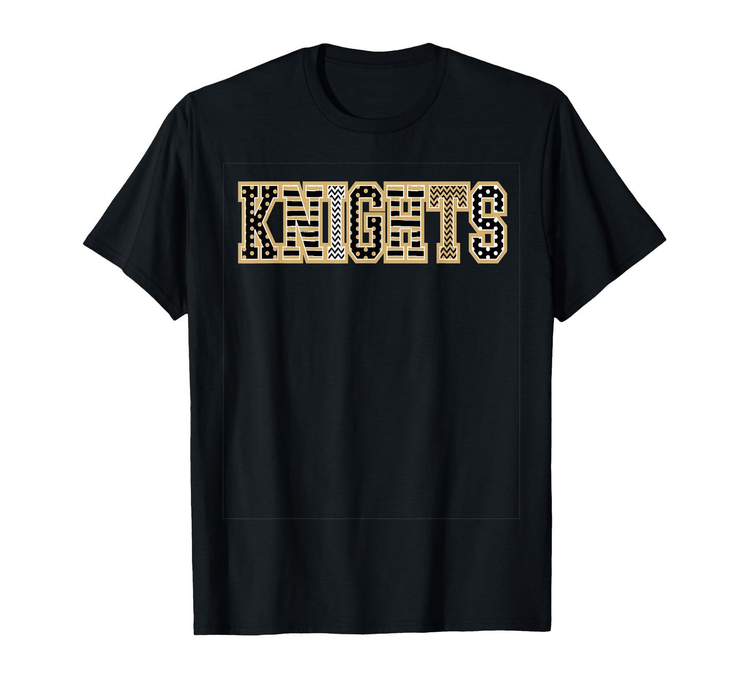 Knights Mascot Word Gold Black White T-Shirt