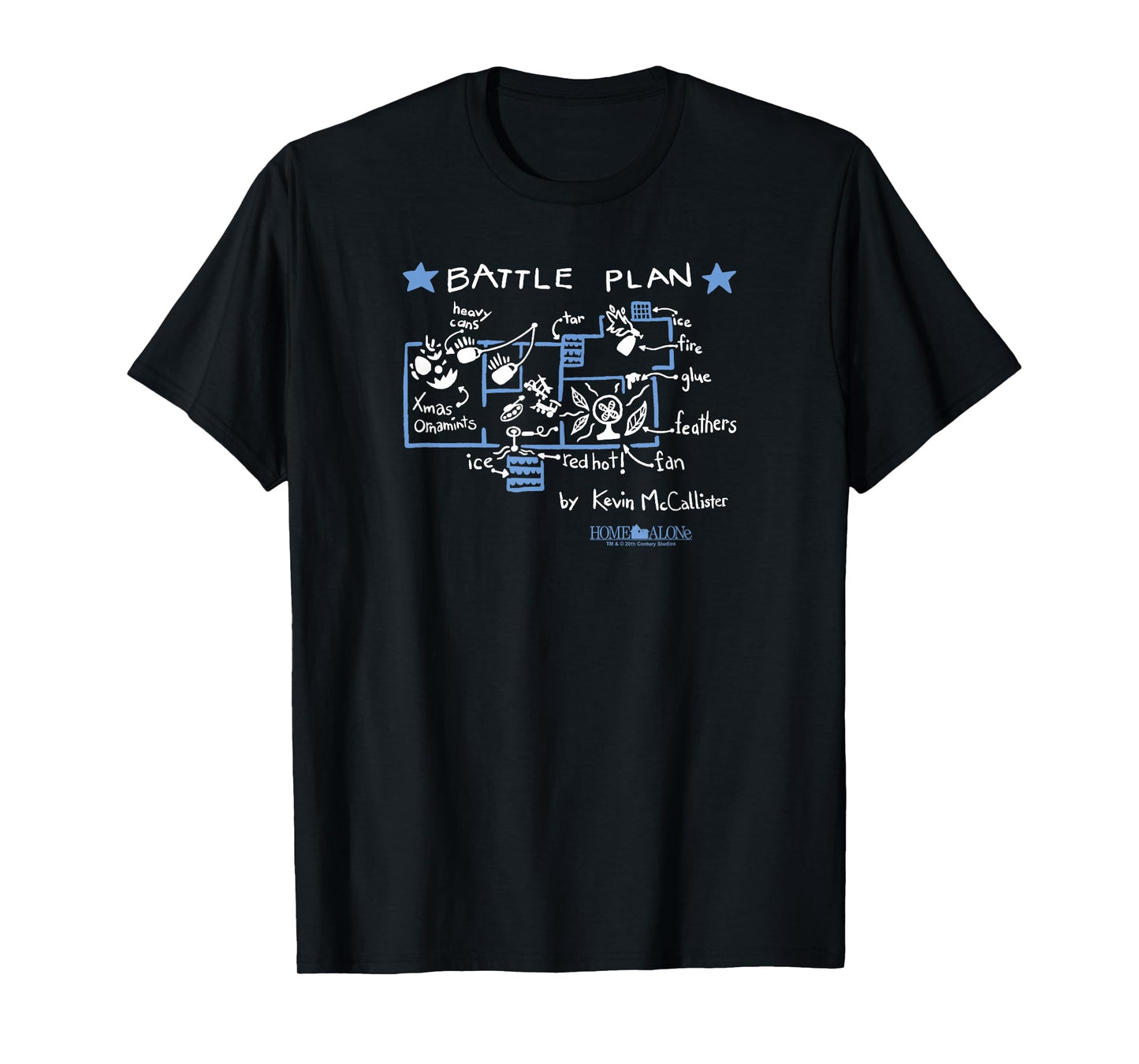 Home Alone Kevin Battle Plan Trap Map Design T-Shirt